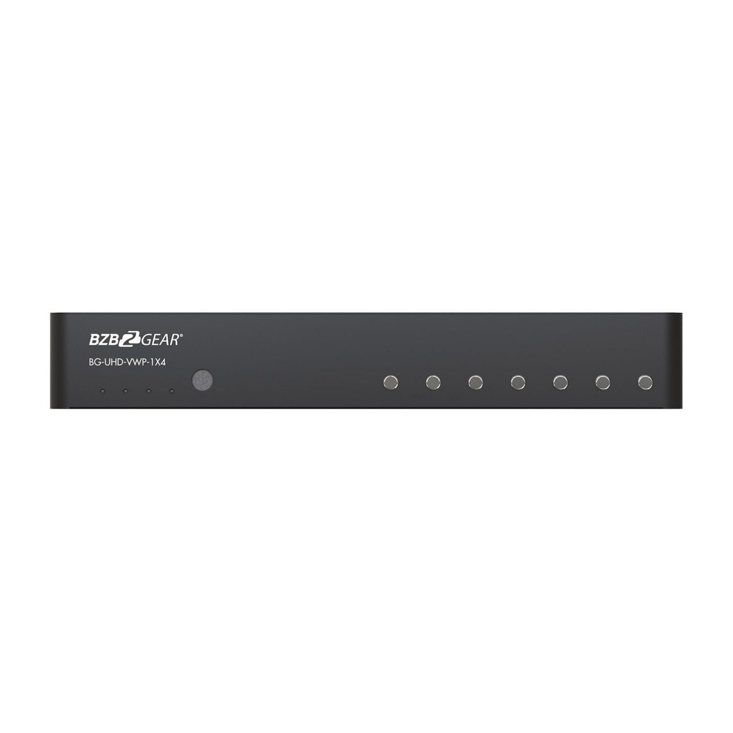 BZB GEAR 4-Port 4K UHD Video Wall Processor with Scaler, Audio and 1x3/1x4/2x2/4x1 Layout