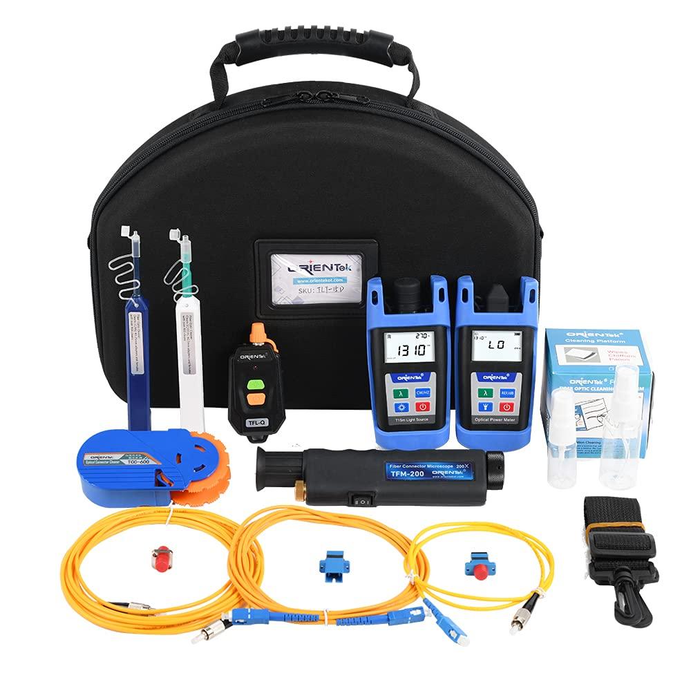 ORIENTEK ORIENTEK TLT-15D Fiber Optic Tool Kit Fiber Connector Microscope + Fiber Optic Power Meter + Optical Light Source +VFL FTTH Loss Test Kit Optical Power Meter OPM OLS (TLT-15D)