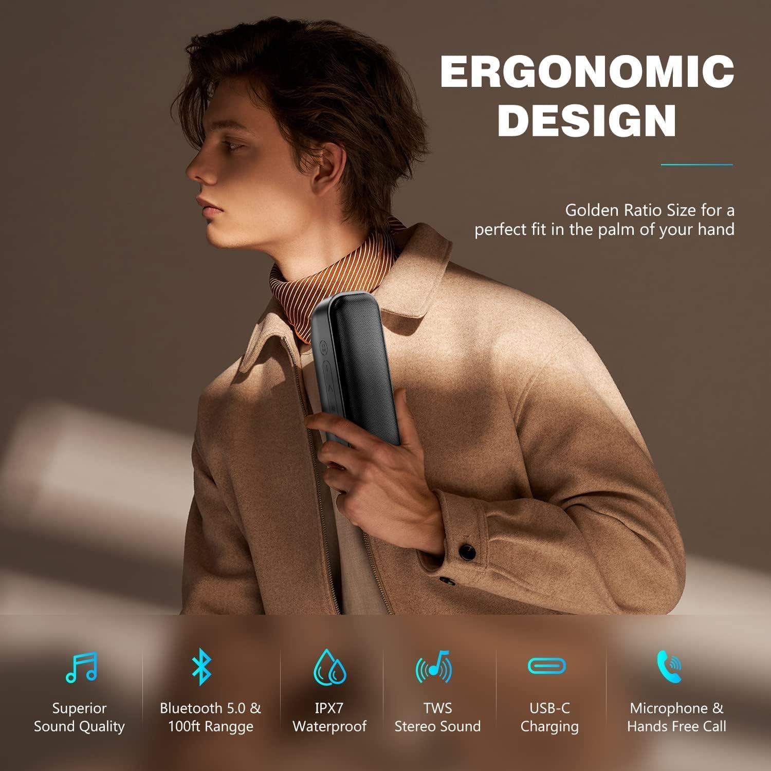 NOTABRICK NOTABRICK Bluetooth Speakers, Portable Speakers Bluetooth Wireless with 20W Loud Stereo Sound, IPX7 Waterproof Shower Speakers, TWS Loud Party Speakers, Multi-Colors Lights, 15 Hrs Playtime (2PCS)