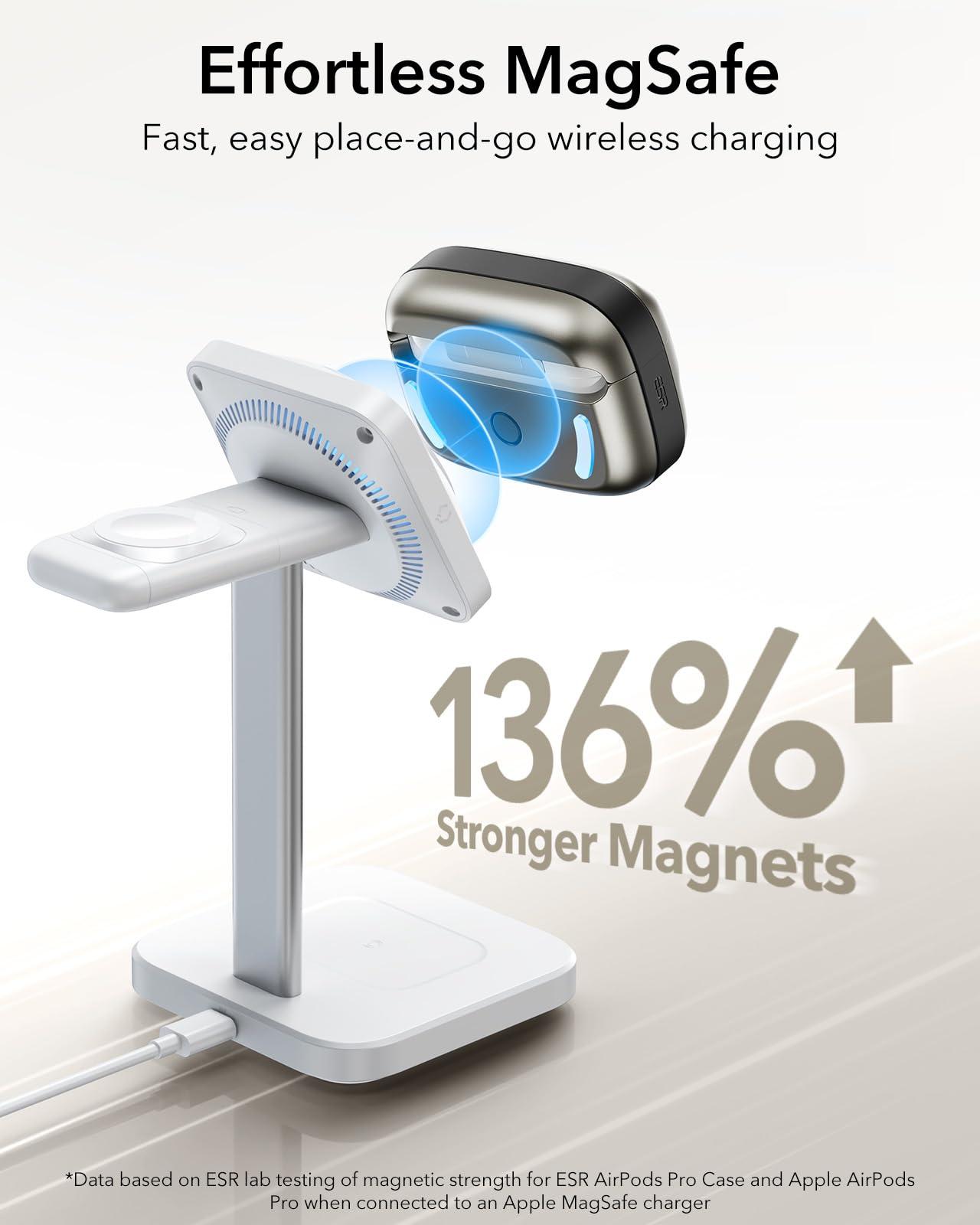 ESR ESR for AirPods Pro Case (2023/2022/2019, 2nd/1st Gen), Compatible with Airpods Pro 2 (USB-C/Lightning Cable), MagSafe Ready, Magnetic Lid Lock, Full Drop Protection Cover with Lanyard, Titanium