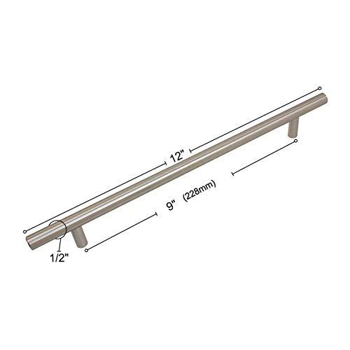GlideRite Hardware GlideRite Hardware 5012-228-SS-10 9 inch Cc Stainless Steel 12 inch Long Solid Handle bar Pulls 10 Pack