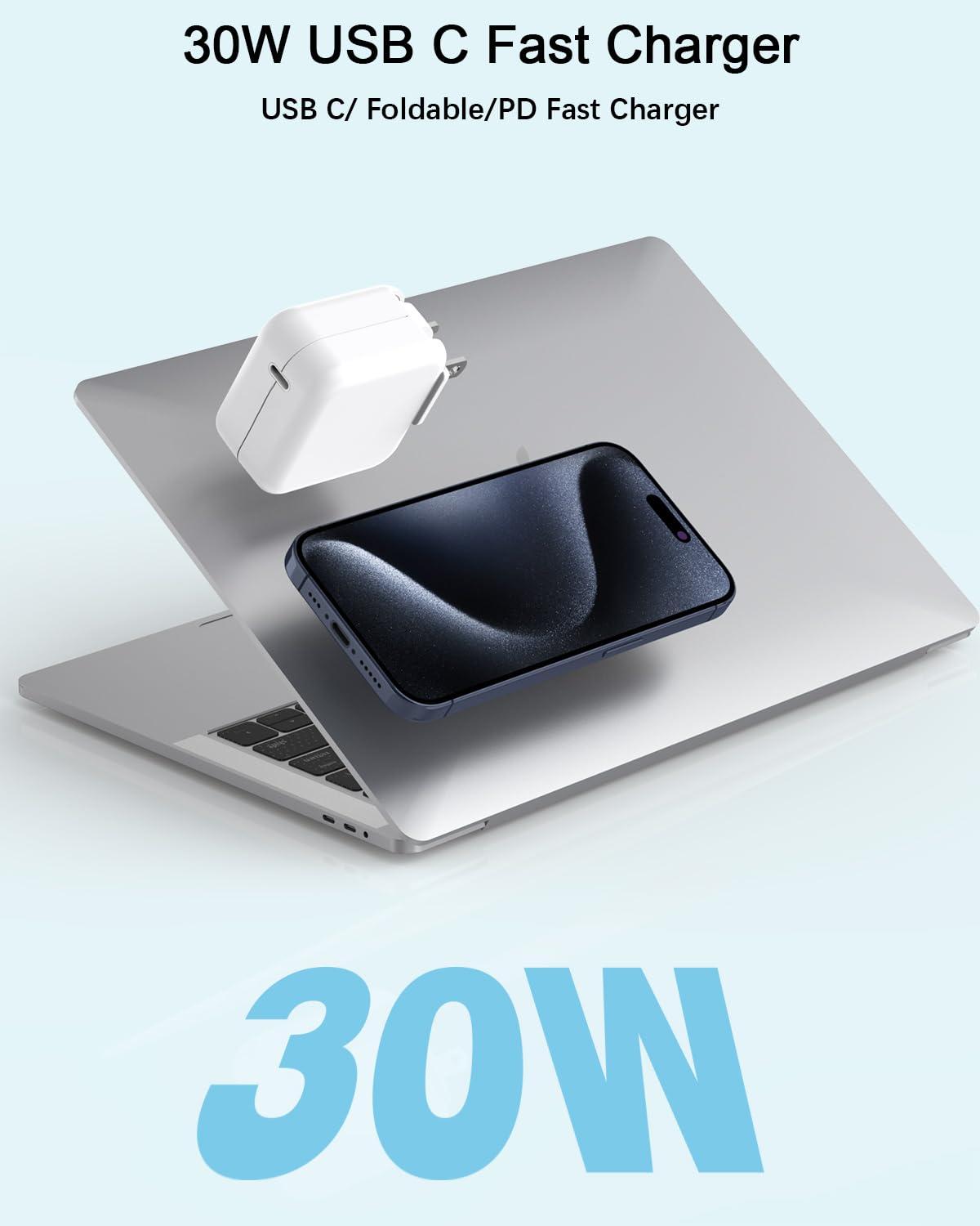 UCCRIE Mac Book Air Charger - 30W USB C Charger Block PD 3.0 Fast Charging Power Adapter Plug for MacBook Pro/Air,ipad Pro/Air/mini, iPhone 15 14 13 12 /Pro/Pro Max/Plus/Mini,SE/XR/XS/X and All USB C Device