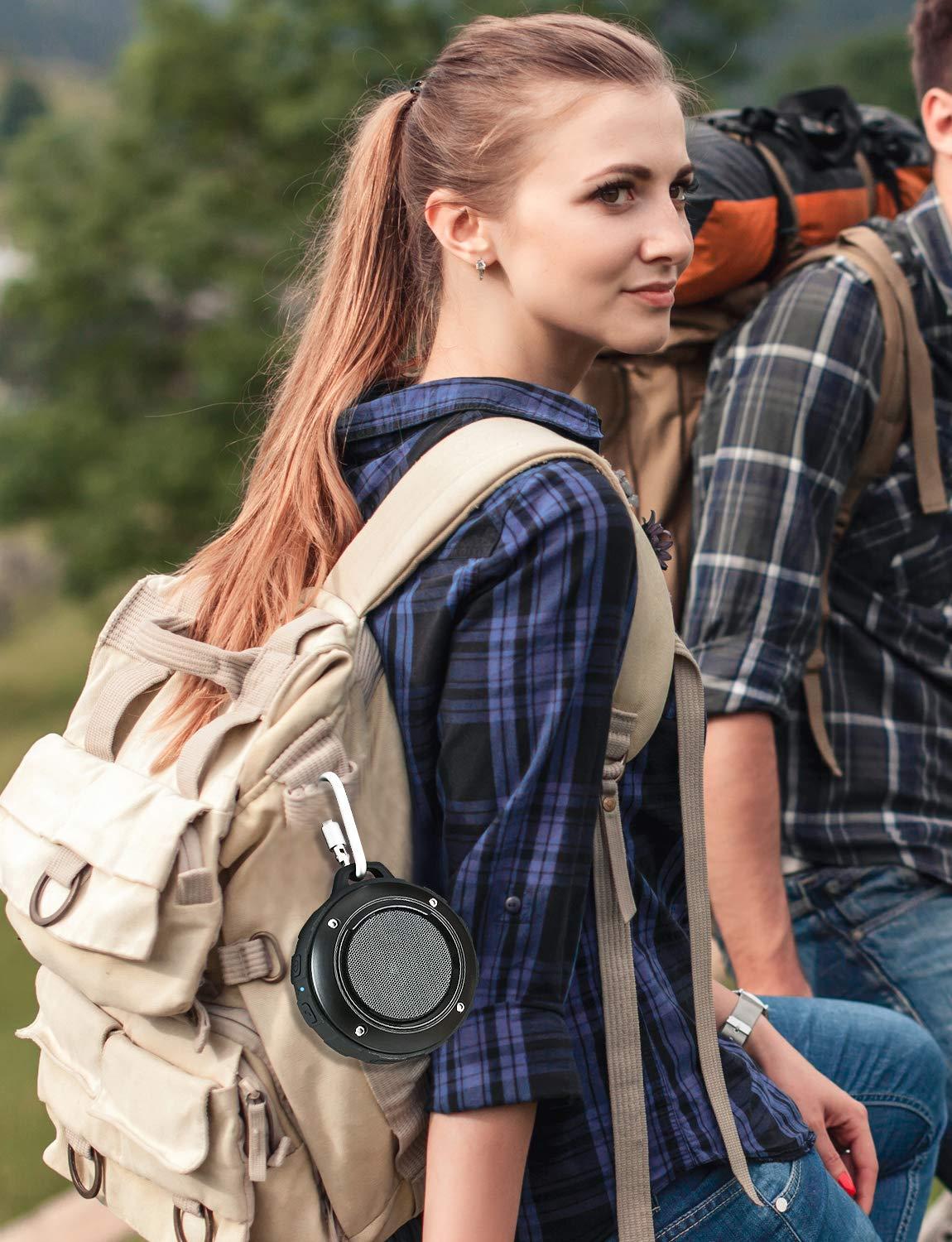 Kunodi Kunodi Outdoor Waterproof Bluetooth Speaker, Wireless Portable Shower Travel Bike Speaker with Subwoofer, Enhanced Bass, Built in Mic for Bicycle Riding, Sports, Pool, Beach, Hiking (Black & Bracket)