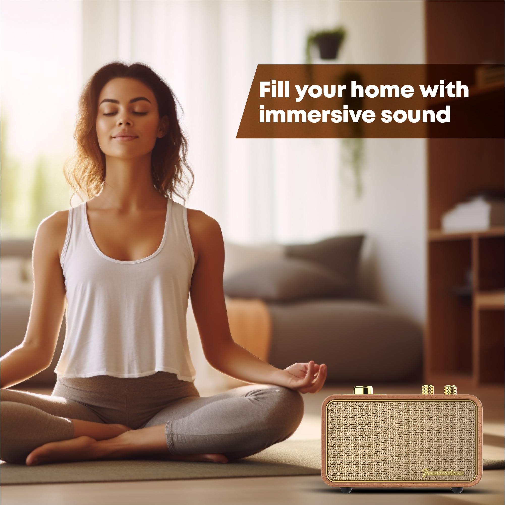 Trenbader Trenbader Retro Bluetooth Speaker, Artlink Stero Wireless Speaker Walnut Wooden AM/FM Radio Small Vintage Bluetooth Speaker with Bluetooth 5.0 Connection for Gift, Party, Travel, Office,Home Wood