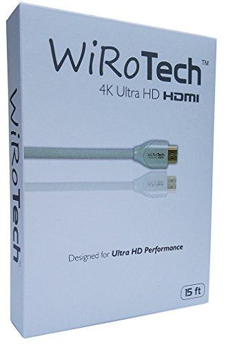 WiRoTech WiRoTech HDMI Cable 4K Ultra HD with Braided Cable, HDMI 2.0 18Gbps, Supports 4K 60Hz, Chroma 4 4 4, Dolby Vision, HDR10, ARC, HDCP2.2 (15 Feet, White)