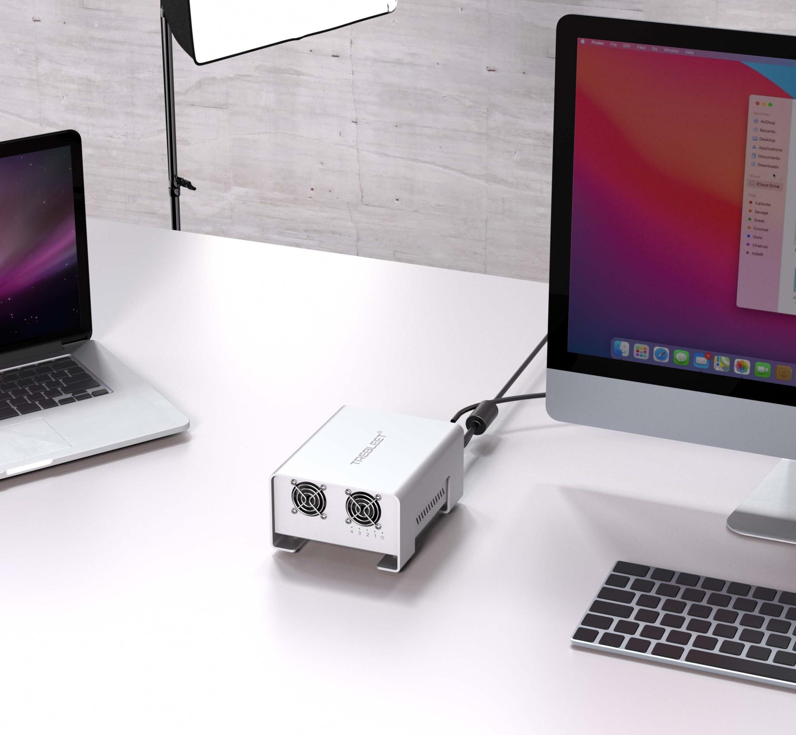 TREBLEET Thunderbolt 3 Four-Slot M.2 NVMe SSD Enclosure 40Gbps up to 2800MB/s Support Thunderbolt 2 Compatible with M1 M2 (Performance Edition)