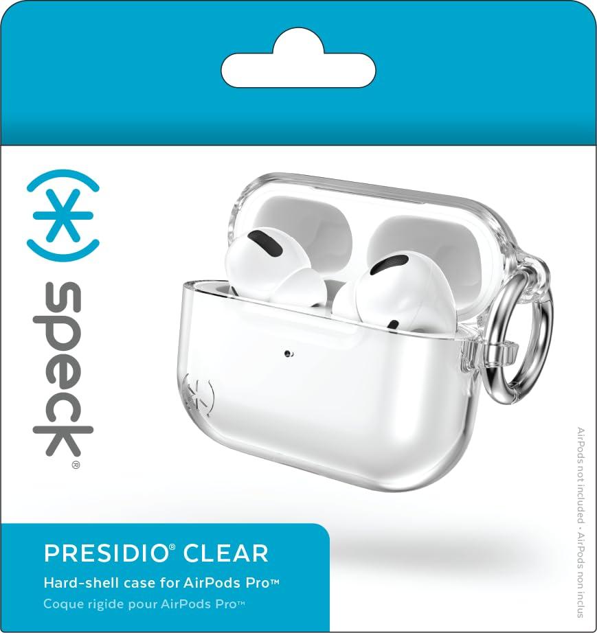 Speck Speck Clear AirPods Pro Case - for Apple AirPods Pro 1st Gen & AirPods Pro 2nd Gen - Scratch-Resistant Coating with Carabiner Attachment - Presidio Clear