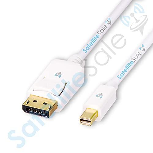 SatelliteSale SatelliteSale Mini DisplayPort to Display Port DP Cable Male to Male 4K/30Hz 8.64Gbps Universal Wire PVC White Cord 3 feet