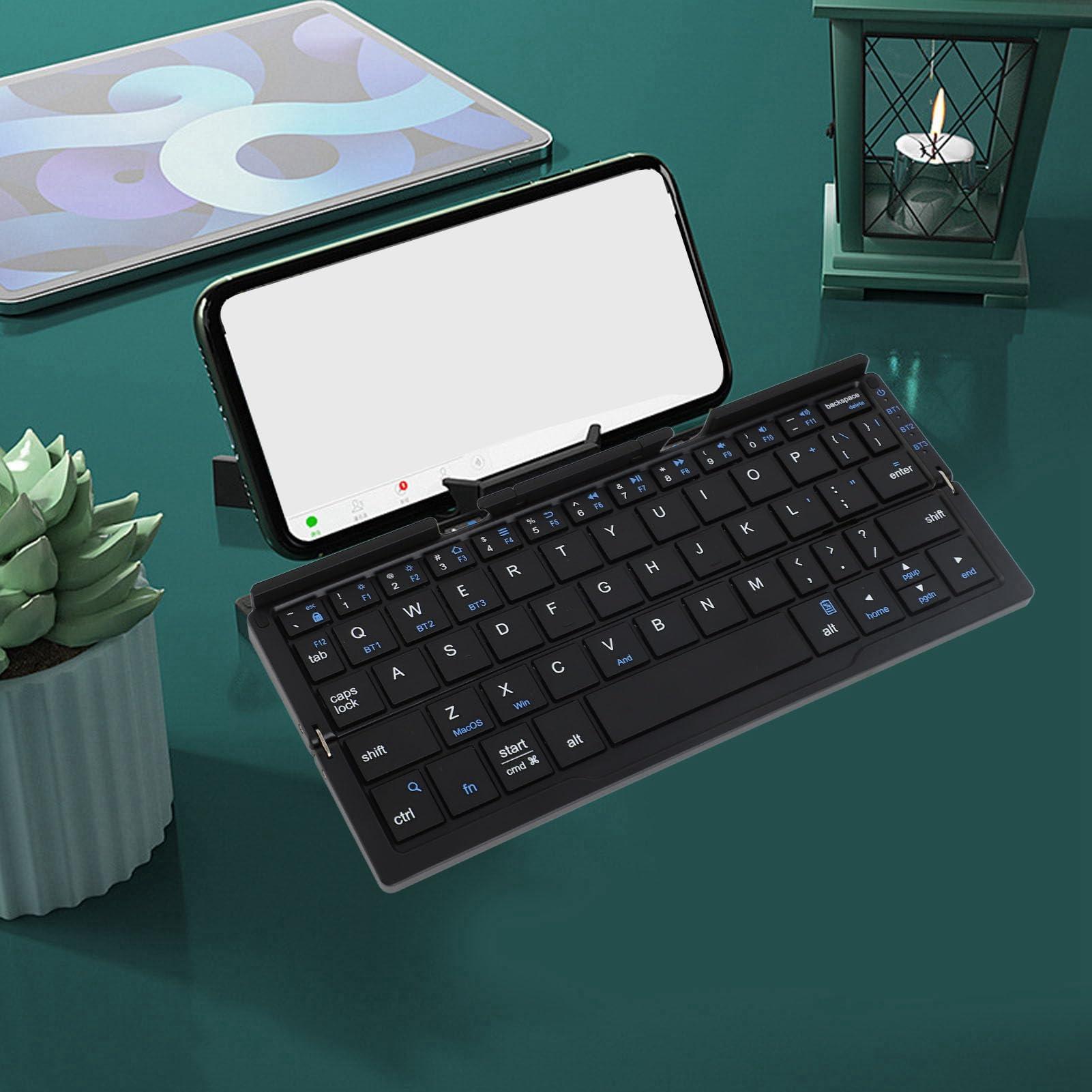 FOSA FOSA Folding Bluetooth Keyboard, Folding Keyboard, Portable Pocket Foldable Keyboard, Mini Foldable Keyboard Aluminum Alloy Housing for Tablets Phones (Black Gray)