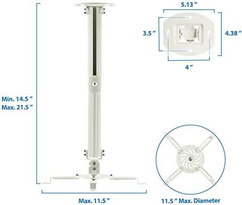 Mount-It! Mount-It! Ceiling Projector Mount | Full Motion and Height Adjustable from 14.5 - 21.5 Inches | Universal Bracket Fits Epson, Optoma, Benq, and Viewsonic Projectors | 30 Lbs Capacity (Medium)
