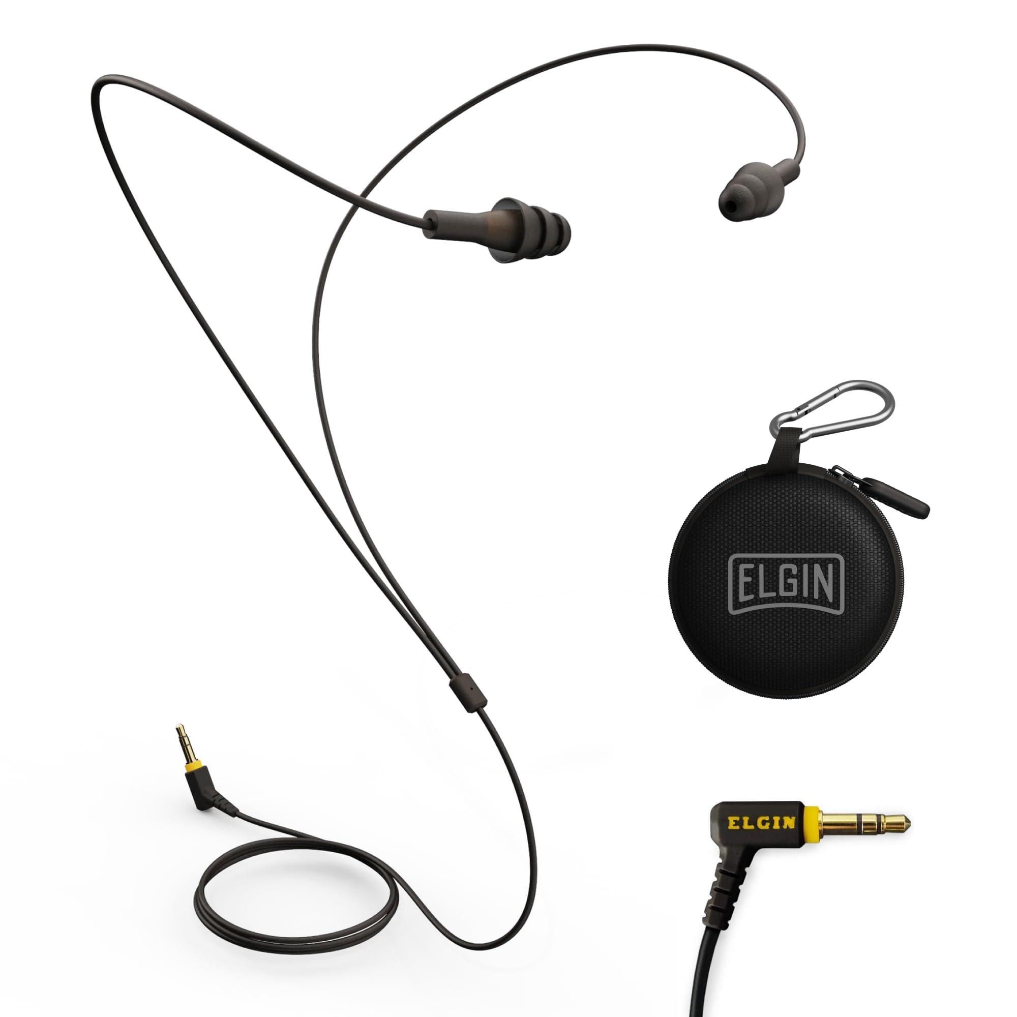 Elgin Elgin Ruckus Earplug Headphones, ANSI Certified 25dB Noise Reduction, IP65 Rated for Dust and Water Resistance, Ideal for Construction and Outdoor Work, Durable w/Kevlar-Braided Cables, Stealth Black