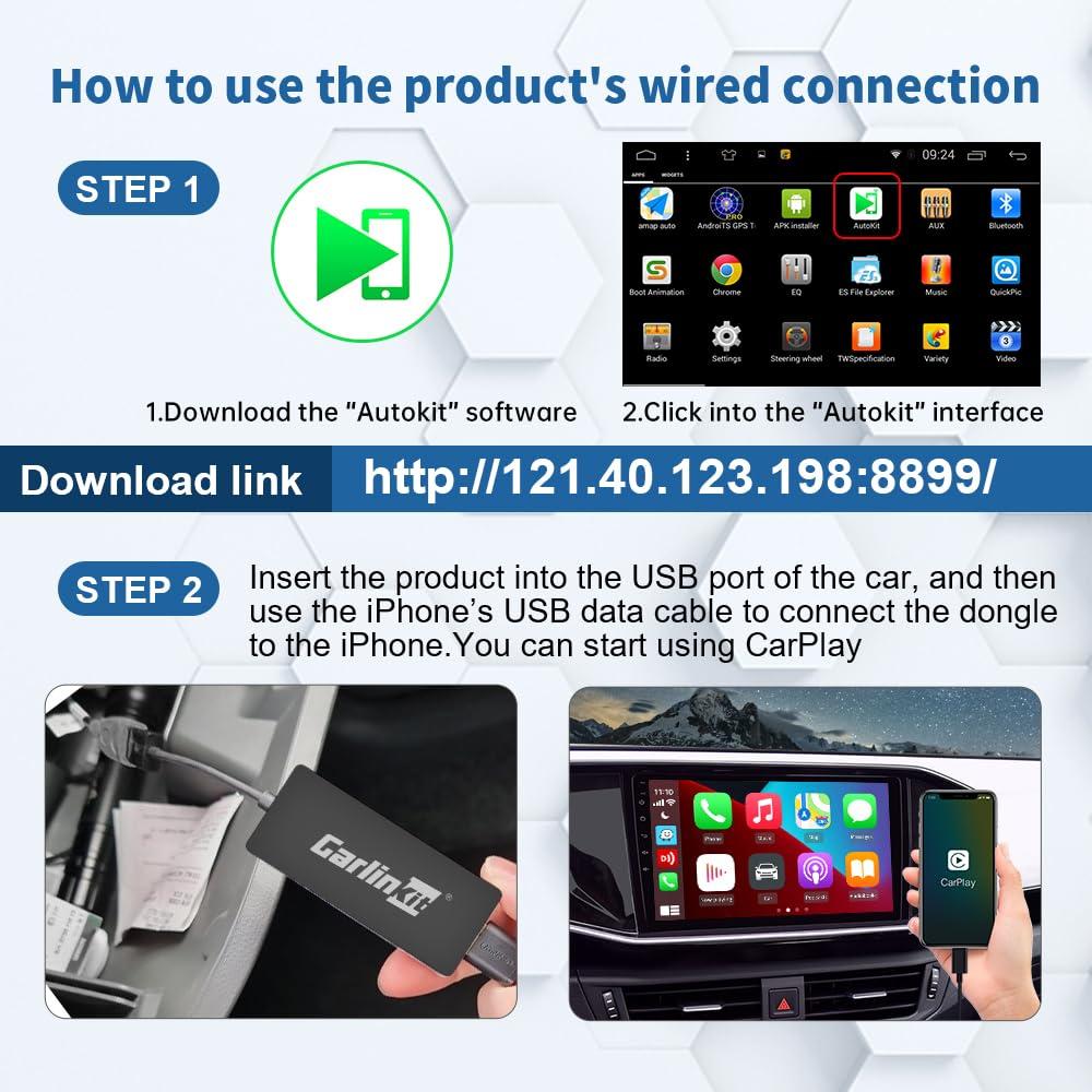 Carlinkit CarlinKit CarPlay Dongle only for Car with Android Head Unit System 4.4.2+,New Upgrade Version,Built-in APK App,Support Wired/Wireless CarPlay,Wired/Wireless Android Auto,Online Upgrade etc.