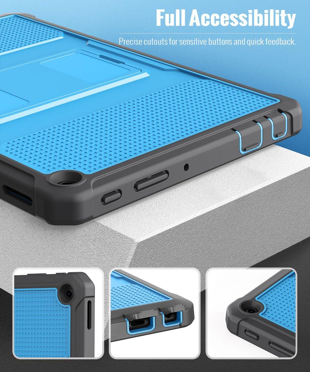 MoKo MoKo Case Fits All-New Amazon Kindle Fire HD 10 Tablet(13th Gen, 2023 Release) 10.1\"-[Heavy Duty] Full Body Rugged Cover Stand Case for Fire Tablet 10 2023 with Built-in Screen Protector, Gray/Blue