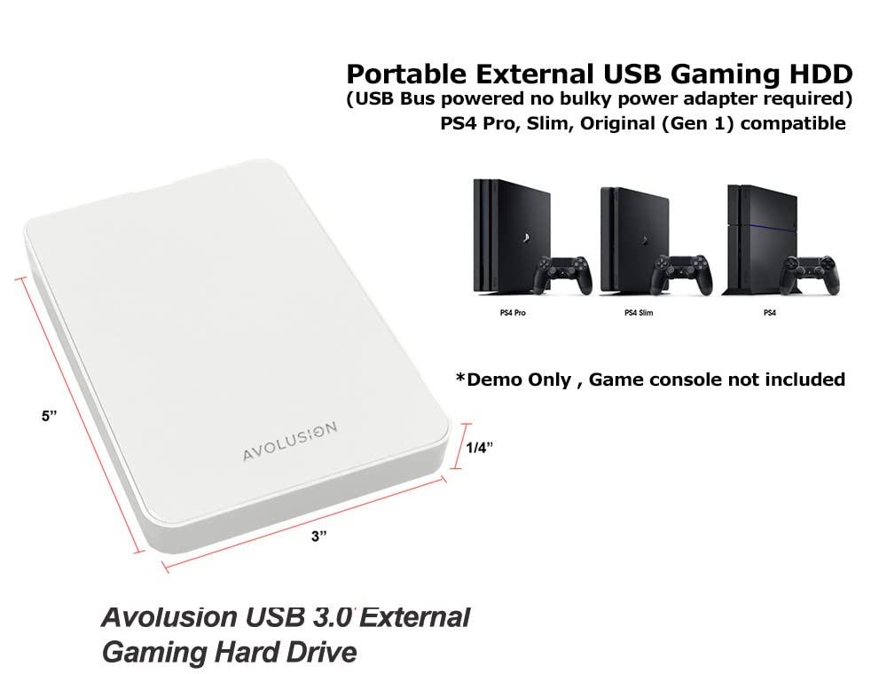 Avolusion Avolusion Z1-S 1TB USB 3.0 Portable External Gaming Hard Drive - White (for PS4, Pre-Formatted)