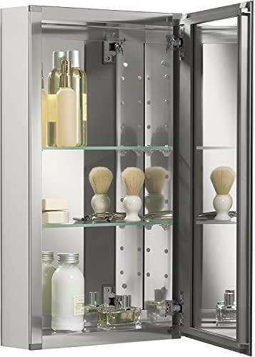 Kohler KOHLER K-CB-CLC1526FS Beveled Medicine Cabinet with Mirror Door & Adjustable Shelves, Rectangular Beveled Edge Frame, 15\" x 26\"