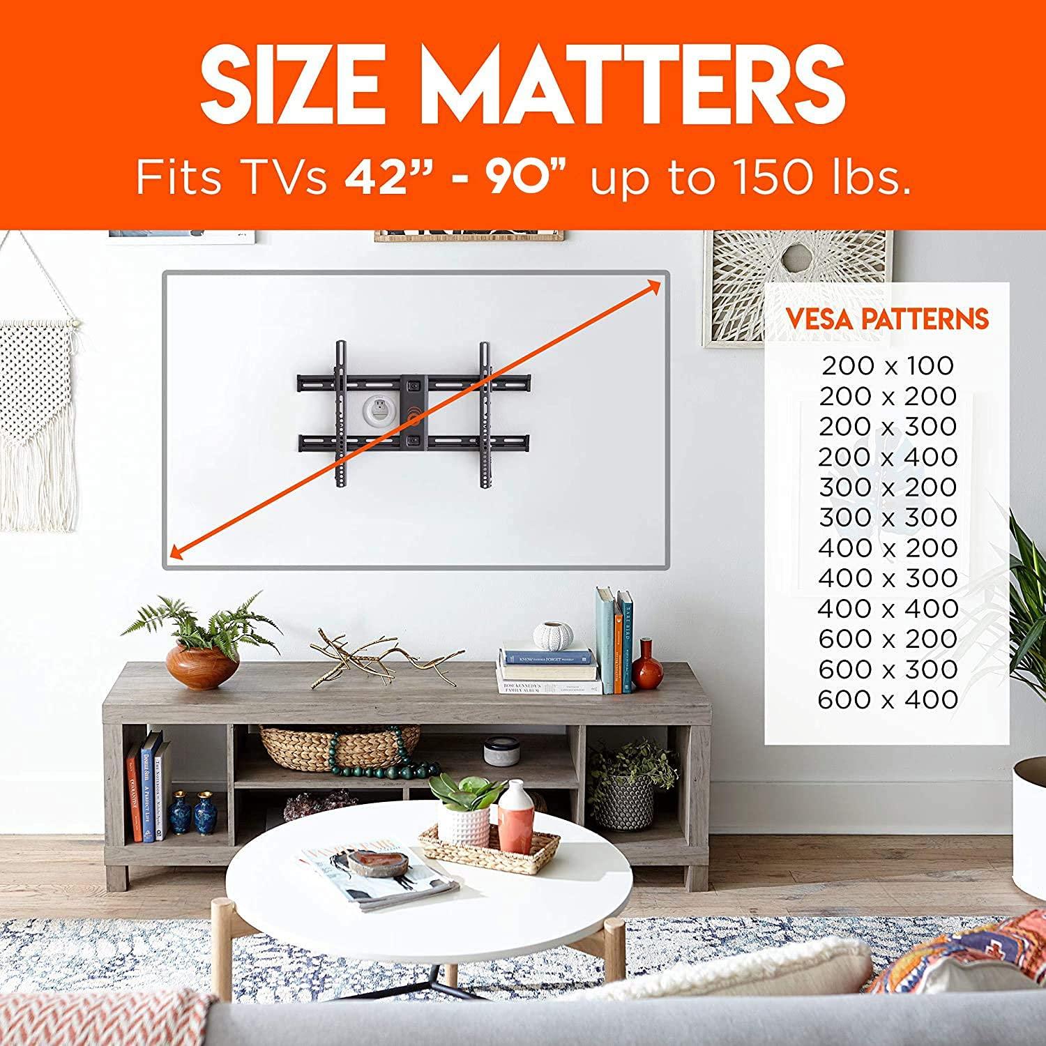 ECHOGEAR ECHOGEAR Low Profile TV Wall Mount & Universal Soundbar Wall Mount Bracket - for TVs Up to 90" - 2.25" Low Profile