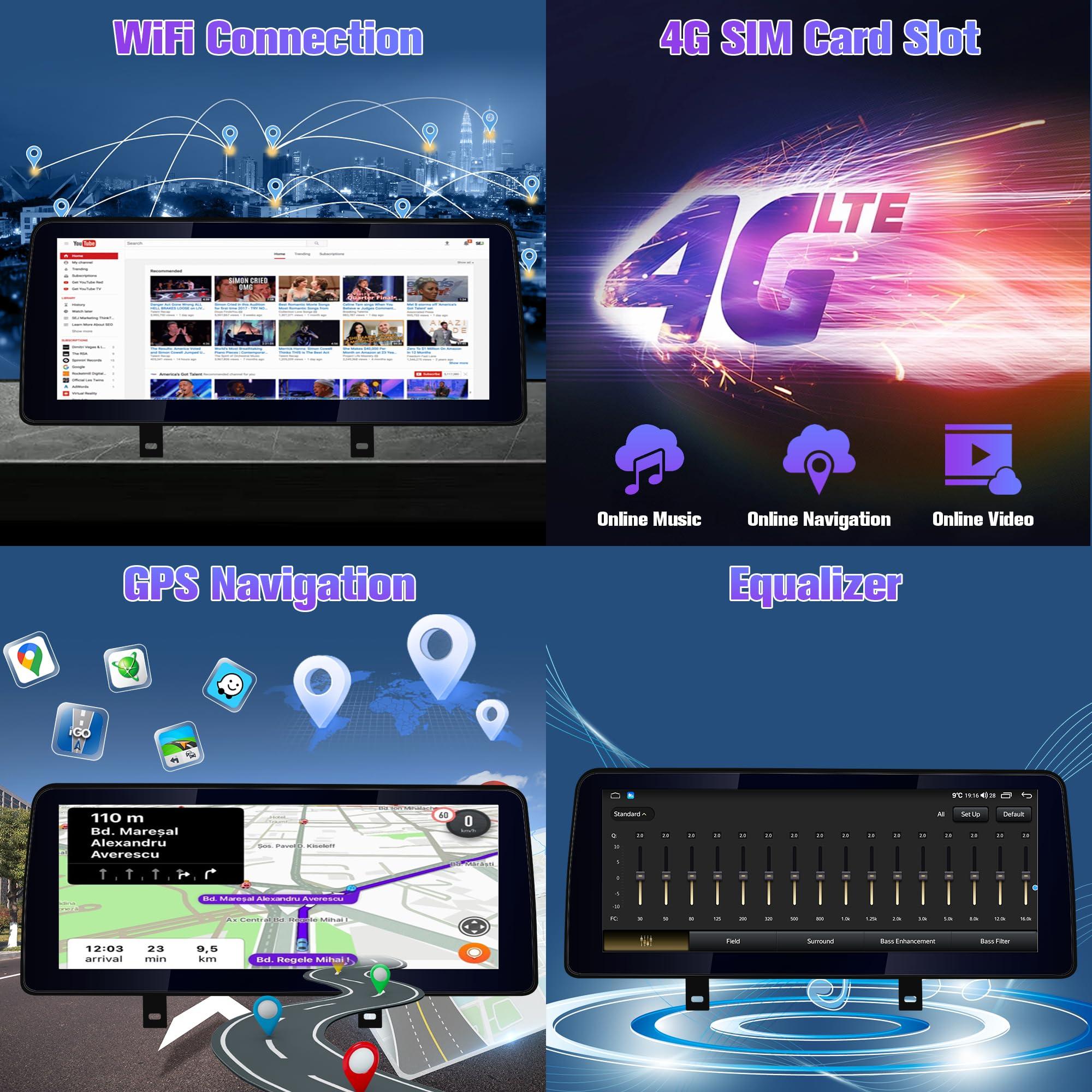 Pioowirk 12.3 inch Car GPS Navigator Android 12 Stereo for BMW 3 4 Series F30 F31 F32 F33 F34 F36 with iDrive System Retained Blu-ray Touch Screen with CarPlay (NBT System Octa Core 6GB RAM 128GB ROM)