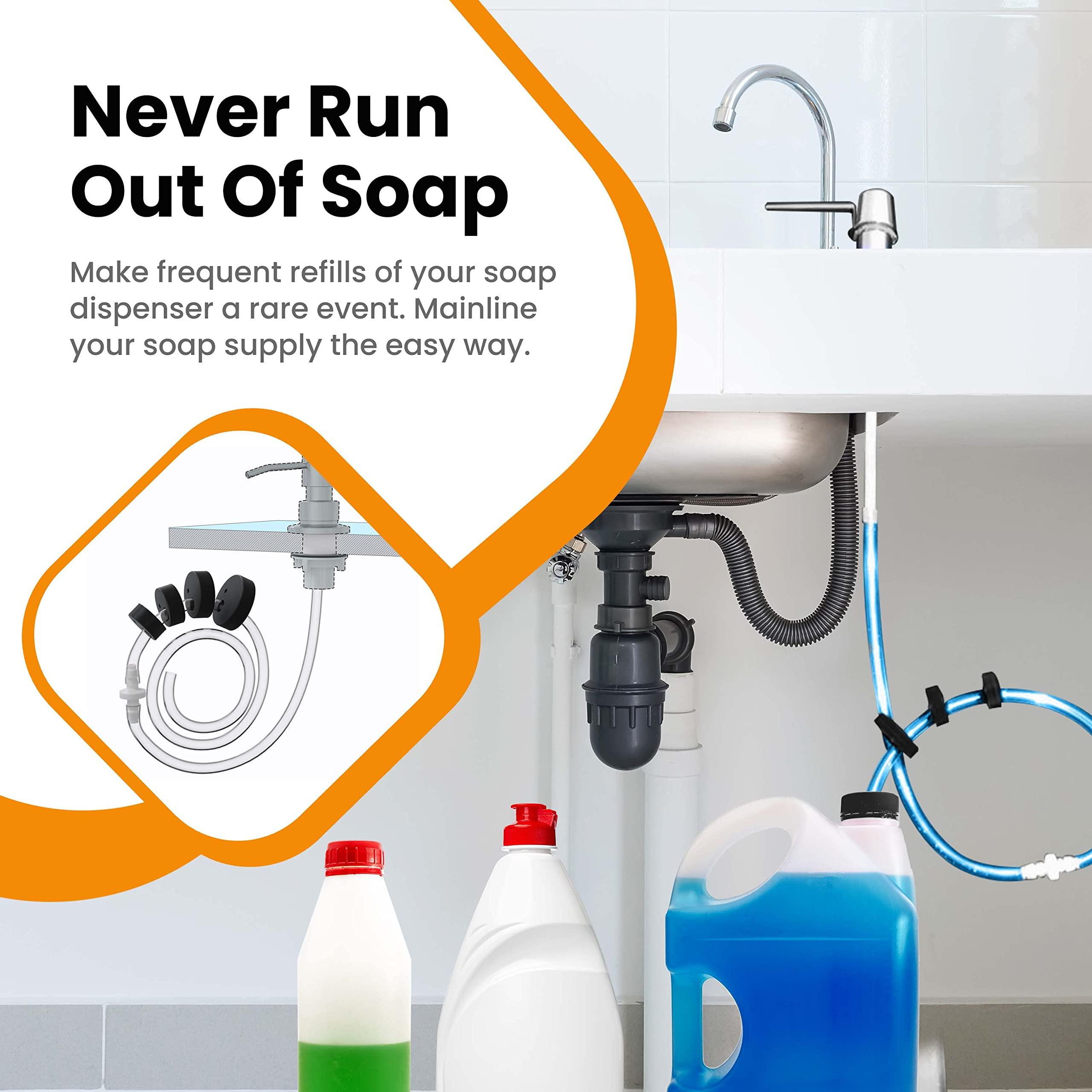 NEVER - MT Never - MT - The Original Soap Dispenser Conversion Kit - Made in The USA - Kitchen Sink Extension Tube Kit - Never Fill The Little Bottle Again!