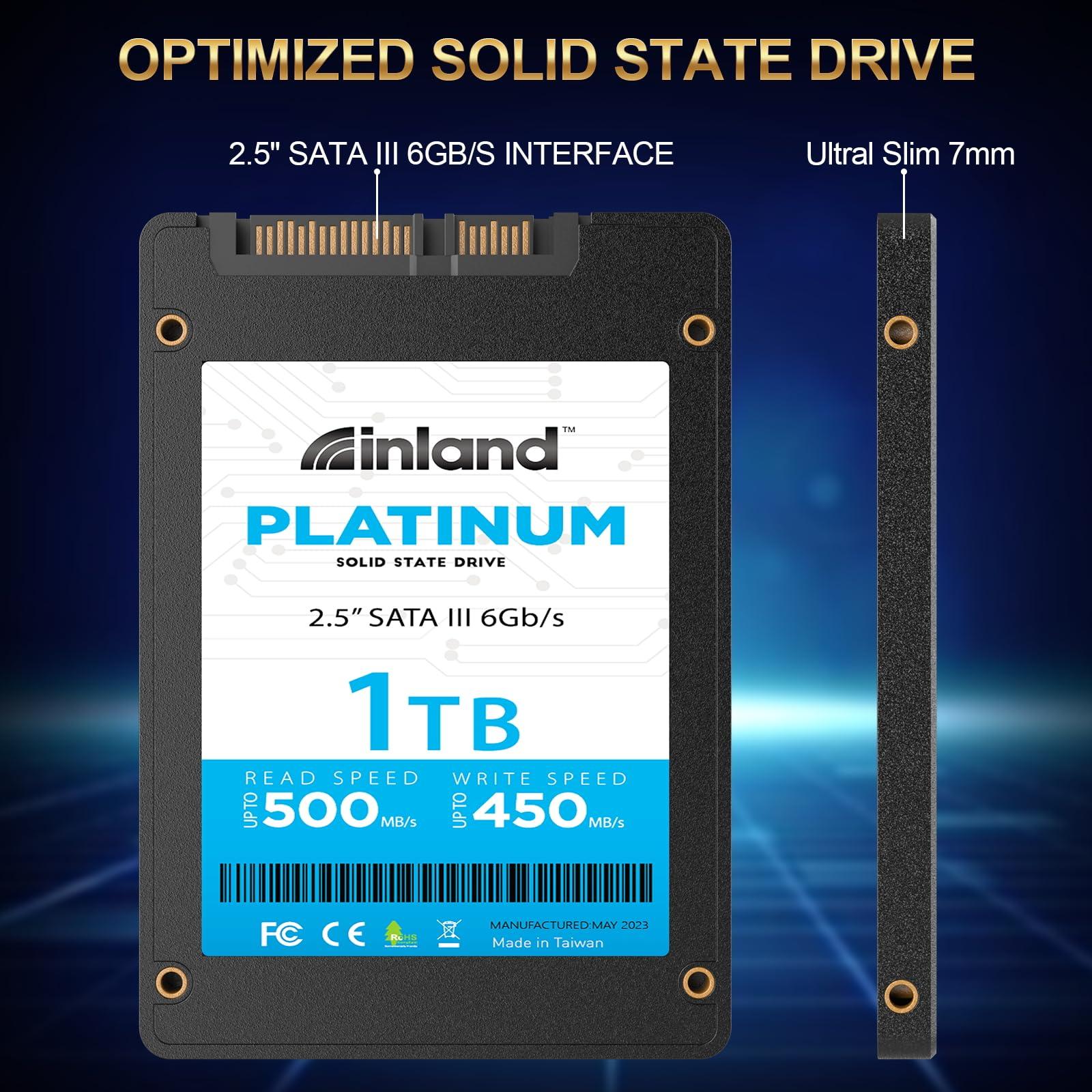 INLAND INLAND Platinum 1TB SSD SATA III 6Gb/s 2.5" 7mm TLC 3D NAND Internal Solid State Drive (1TB)