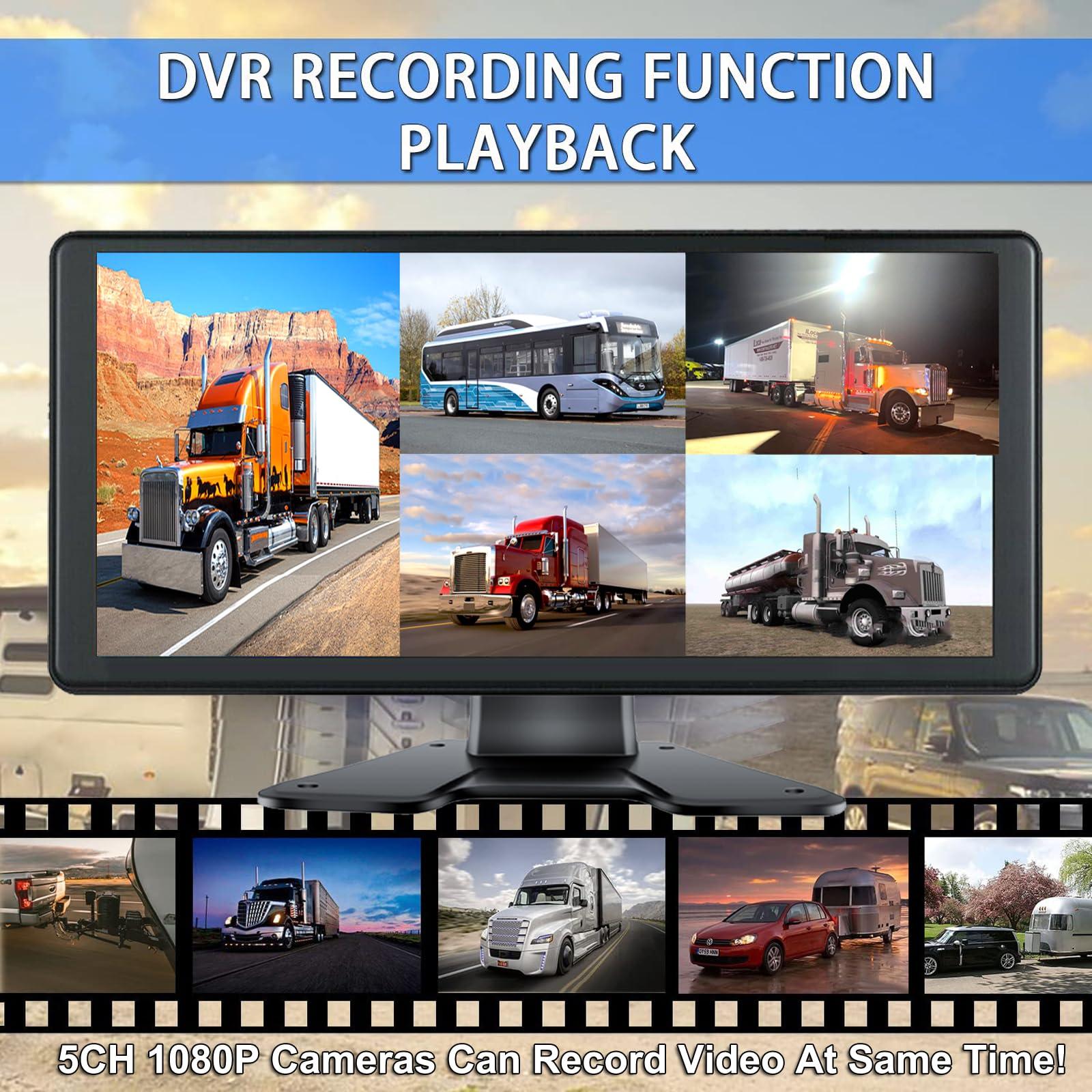 VEKOOTO 4K Backup Camera System with 10.36\" IPS 5-Channel Touch Screen Monitor Rear Side View 5 AHD Camera DVR Recording Backup Heavy Duty Camera for Truck Bus RV Trailer Semi Box EH5 VEKOOTO