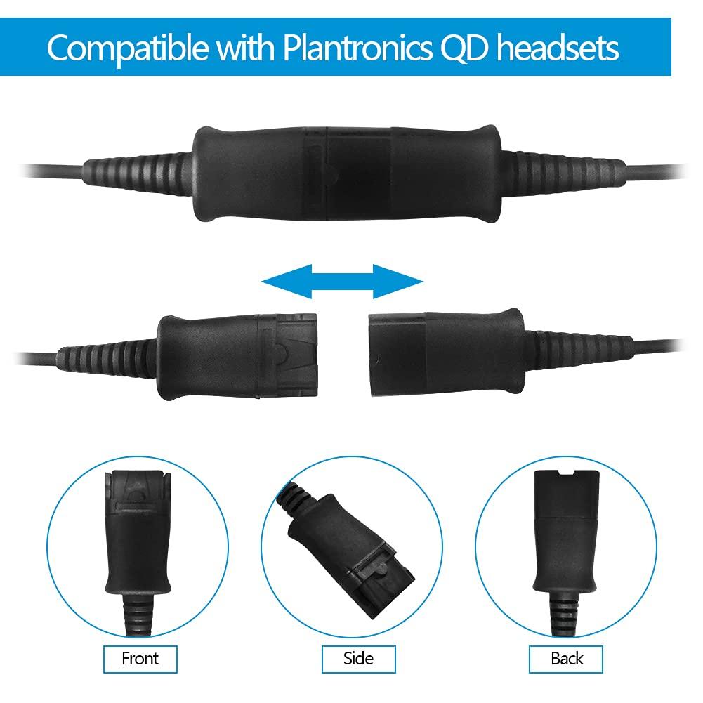 VT VT QD to USB Adapter Cable Compatible with Any Plantronic-Poly QD Headset with a Quick Disconnect with Volume Control and Mute Microphone/Speaker (PLT-QD-USB(02))