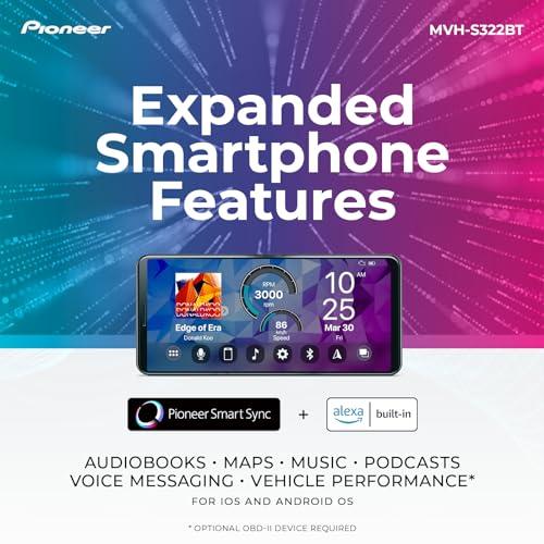 PIONEER Pioneer MVH-S322BT Bluetooth Car Stereo with USB/AUX Inputs, Smartphone Connectivity, Pioneer Smart Snyc, and Hands-Free Calling for Enhanced In-Car Audio Experience