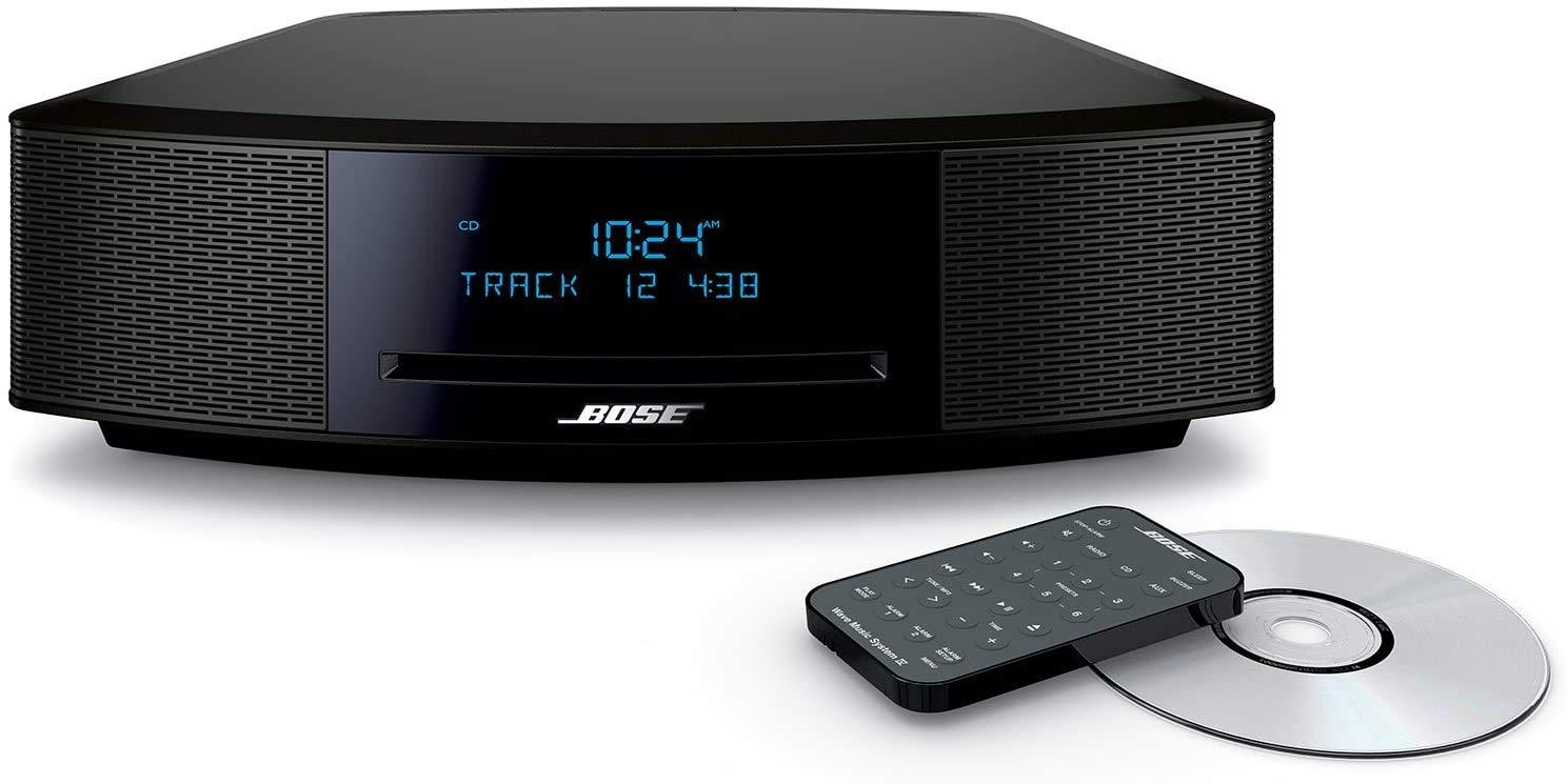 Bose Bose Wave Music System IV - Espresso Black - for Holiday Family Entertainment - CD/MP3 CD Player, Advanced AM/FM Tuner, Dual Alarm, Remote Control, 2.4m AC Power Cable, 4.5" Inches Tall (Renewed)