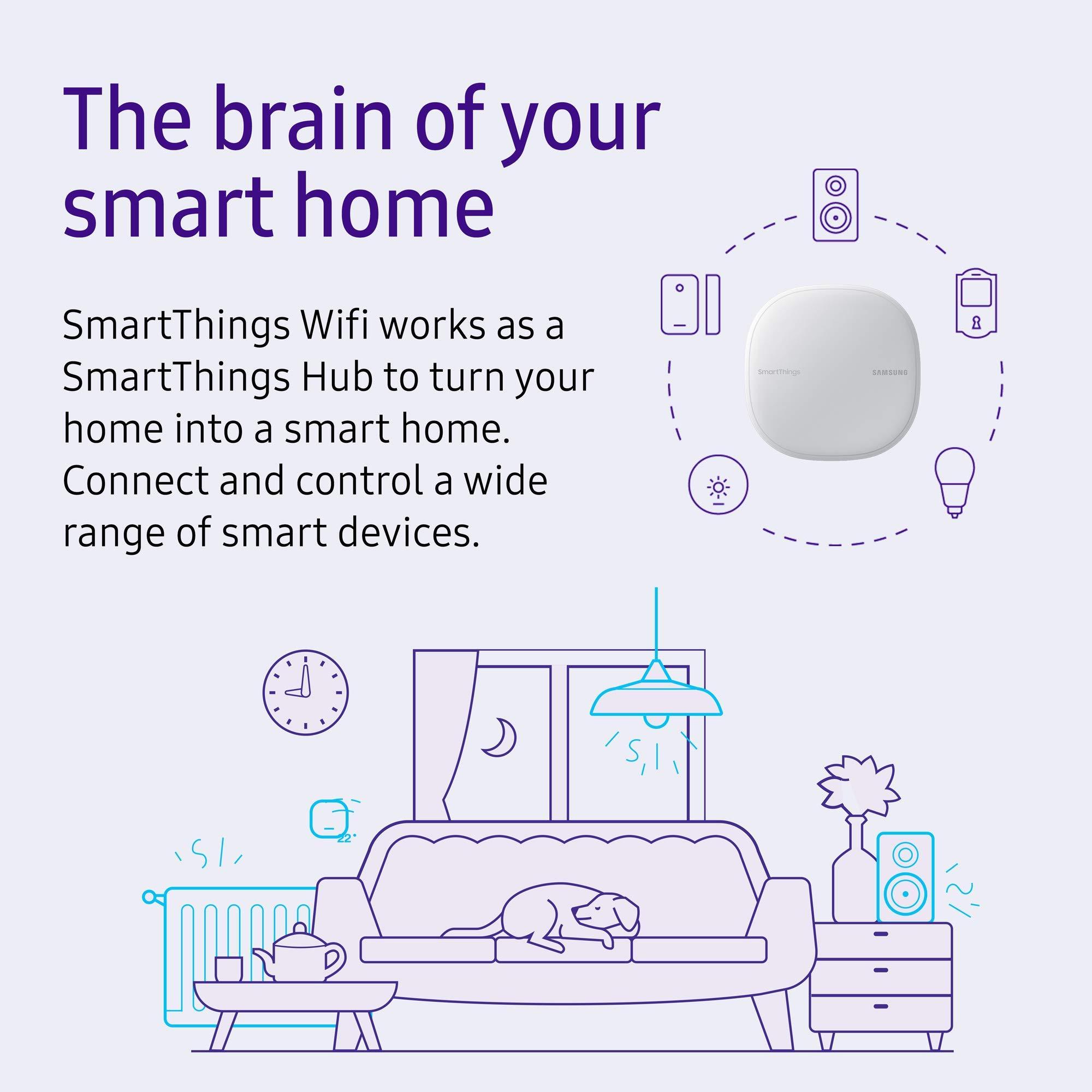 Samsung Samsung SmartThings Wifi Mesh Router Range Extender SmartThings Hub Functionality Whole-Home WiFi Coverage - Zigbee, Z-Wave, Cloud to Cloud Protocols - White (3 Pack) - ET-WV525KWEGUS (Renewed)