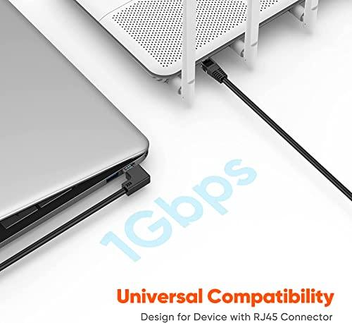 CableCreation CableCreation CAT6 Ethernet Patch Cable RJ45 LAN Cable Gigabit Network Cord 90 Degree Upward Angled,Bandwidth up to 250MHz 1Gbps for Mac,PC, Router, Modem, Printer, Xbox, PS4, PS3-10 Feet,Black