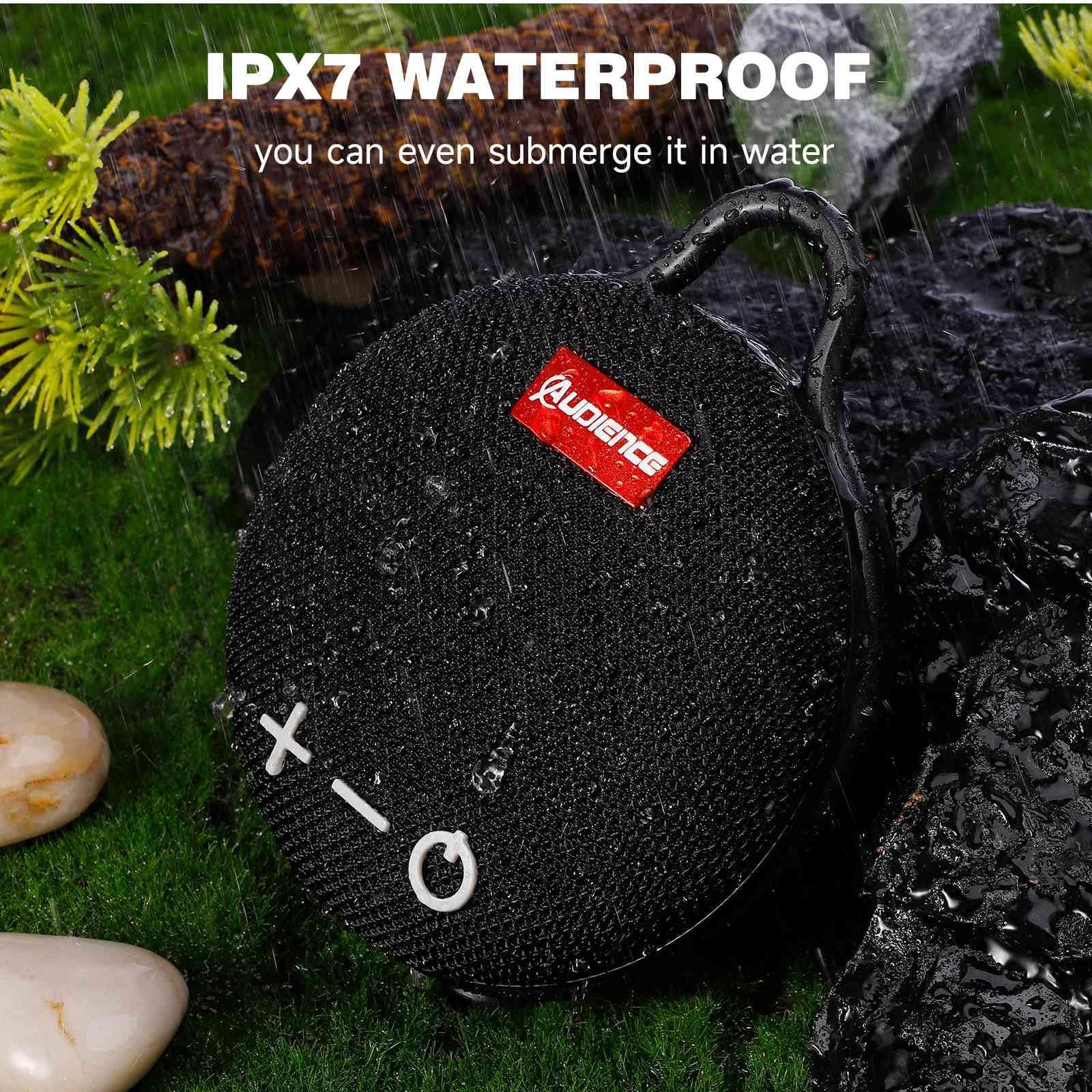 UrbanX UrbanX Audience Series IPX7 Bluetooth Waterproof Speaker with Clip, 20H Playtime, Compact Speaker with Big Sound, Punchy Bass, Wireless for Redmi 9T & Beach, Pool, Boat, Biking Black 2 Pack