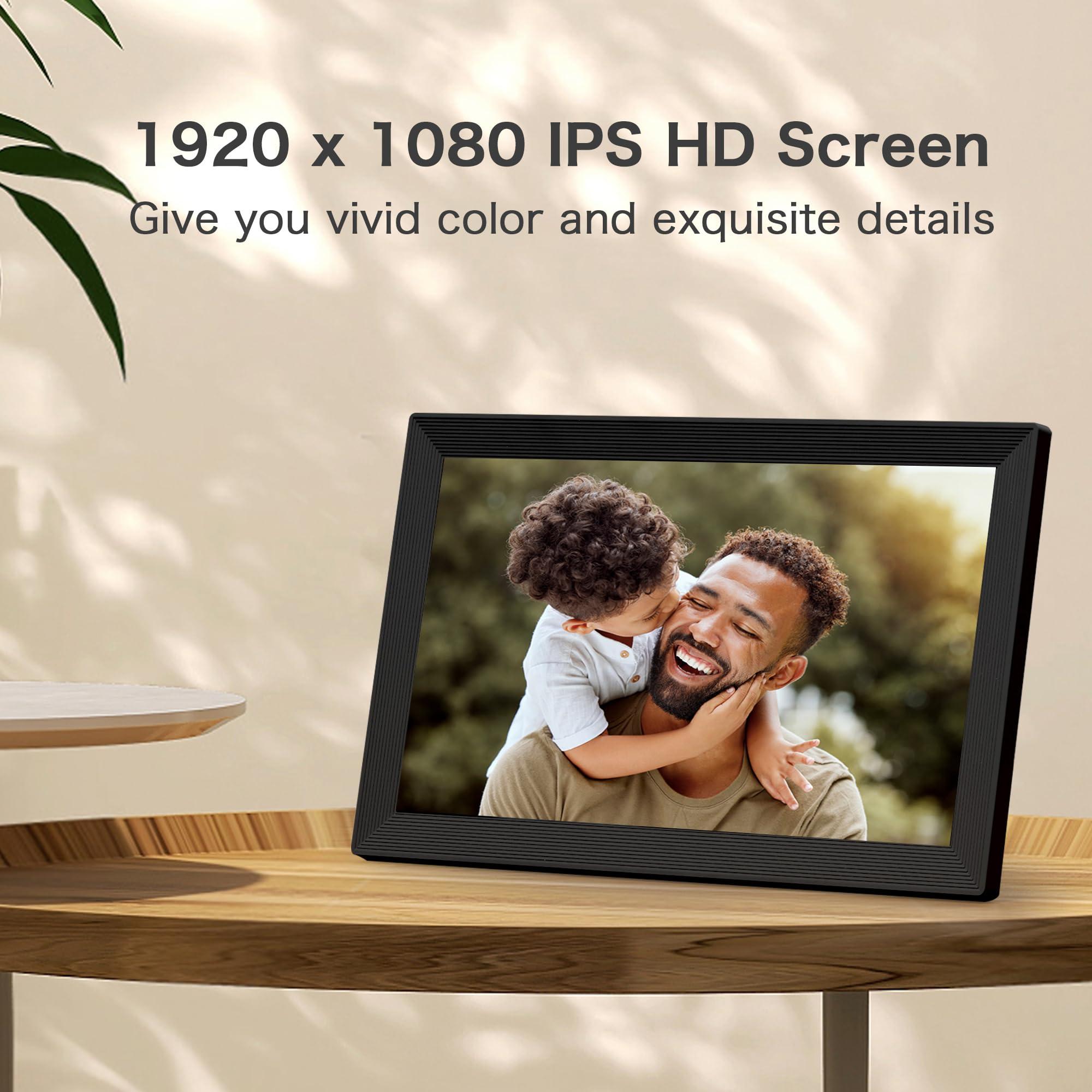 Pastigio Digital Picture Frame 2 Pack, 15.6 Inch Frameo Digital Frame WiFi, 1920 * 1080 HD IPS Touch Screen Digital Photo Frame Electronic, 32GB Memory, Auto-Rotate, Share Photos/Videos, Black + White