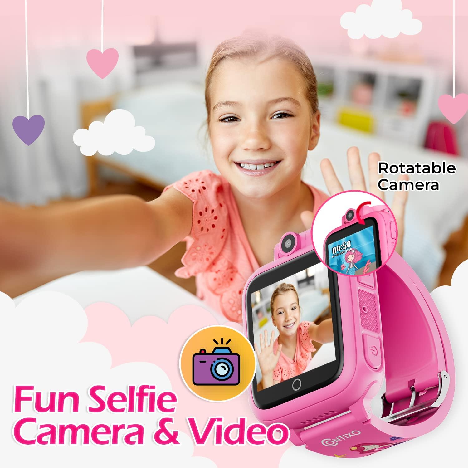 Contixo Contixo Kids Smartwatch - Educational Watch with Games, Camera, Music Player, Alarm, Customizable Wallpaper - for Boys & Girls Ages 4-12 (Pink)