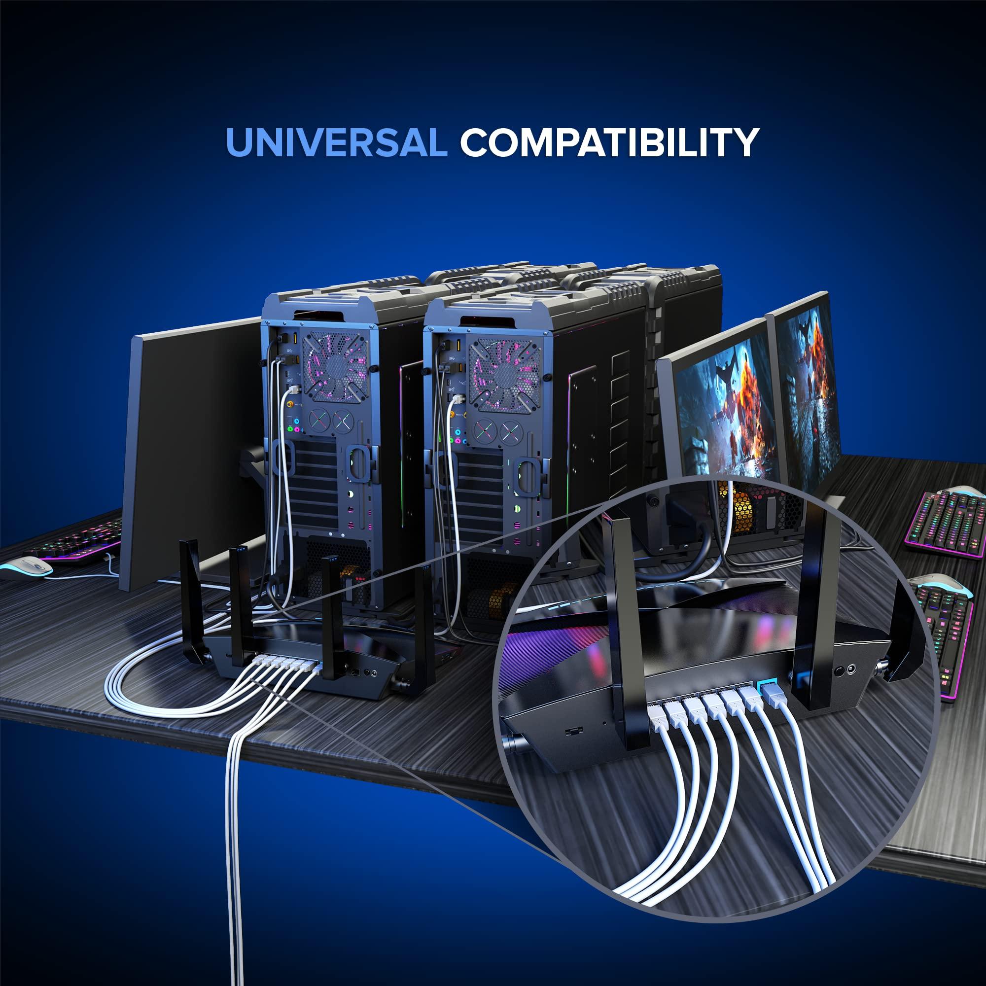 Maximm Maximm Cat 6 Ethernet Cable 12 ft 12 Pack - High-Speed LAN Cable, Internet Cable, Patch Cable, and Network Cable - UTP, 10Gbps, 550MHz Ethernet Cord - White