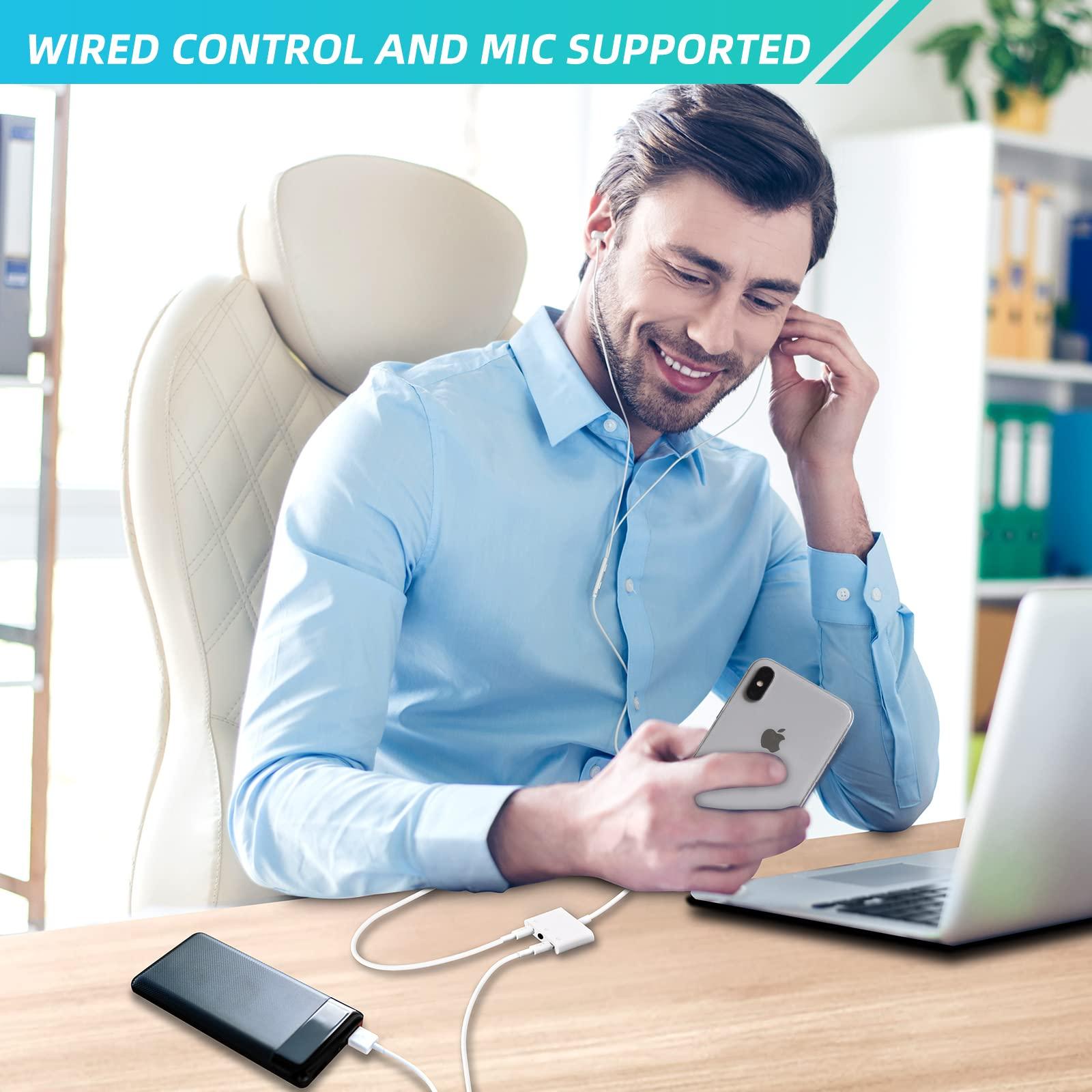 A-BST 3.5mm Headphone Splitter for iPhone iPad 3 in 1 Earphone Jack Adapter with Fast Charging Lightning Audio Jack Connector Compatible for iPhone 14 13 12 11 X XR XS 8 7 iPad