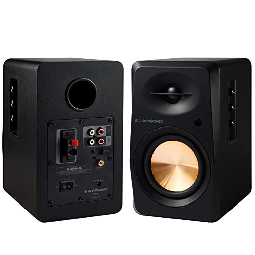 P Prosonic Prosonic BT30(2023 Version) Active Powered Bluetooth Bookshelf Speakers, Studio Monitor, Home Theater, Turntable with Optical Input, Coaxial Input, 2X RCA Aux Line Input, 80 Watts, (Black)