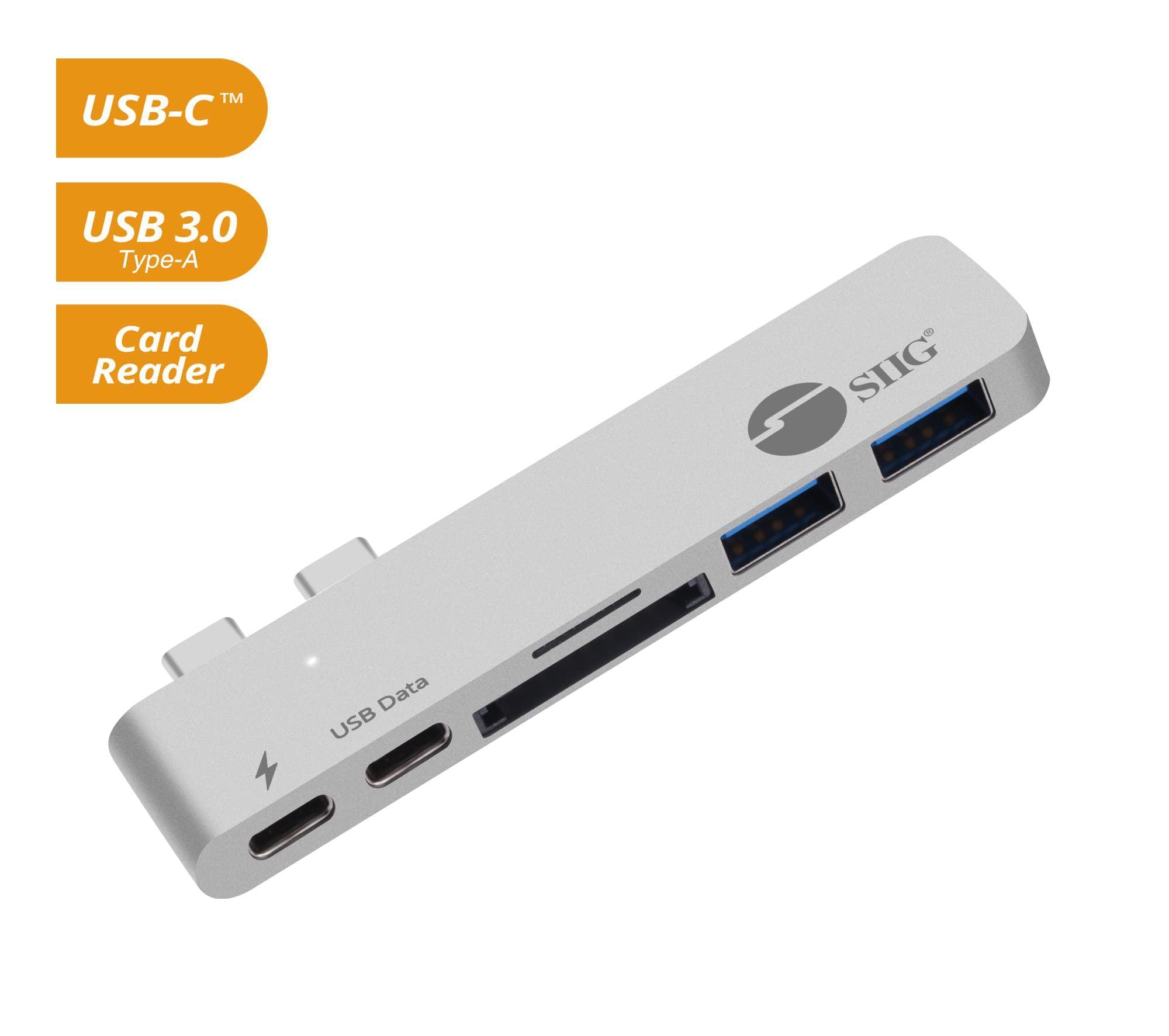SIIG SIIG Thunderbolt 3 USB Type C Hub Adapter for 13\" or 15\" MacBook Pro - 5k Video Resolution, 40Gbps Data Speed - USB C Data Port, 2 USB 3.1, SD/Micro SD Card Reader Slot - Silver