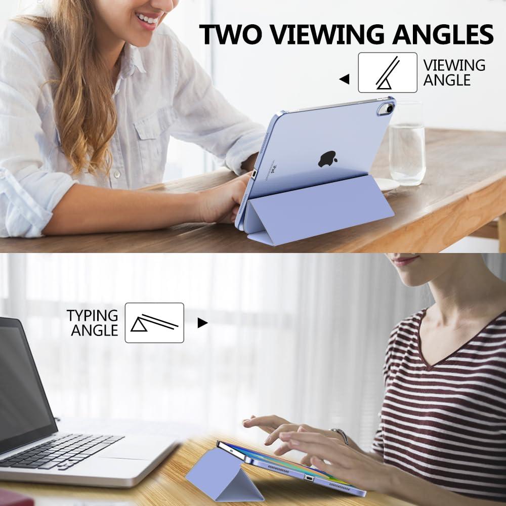 MoKo MoKo for iPad (A16) 11th Generation Case 11 Inch 2025, iPad 10th Generation Case 10.9 Inch 2022, Slim Stand Hard PC Translucent Back Shell Smart Cover, Support Touch ID,Auto Wake/Sleep,Lavender Purple