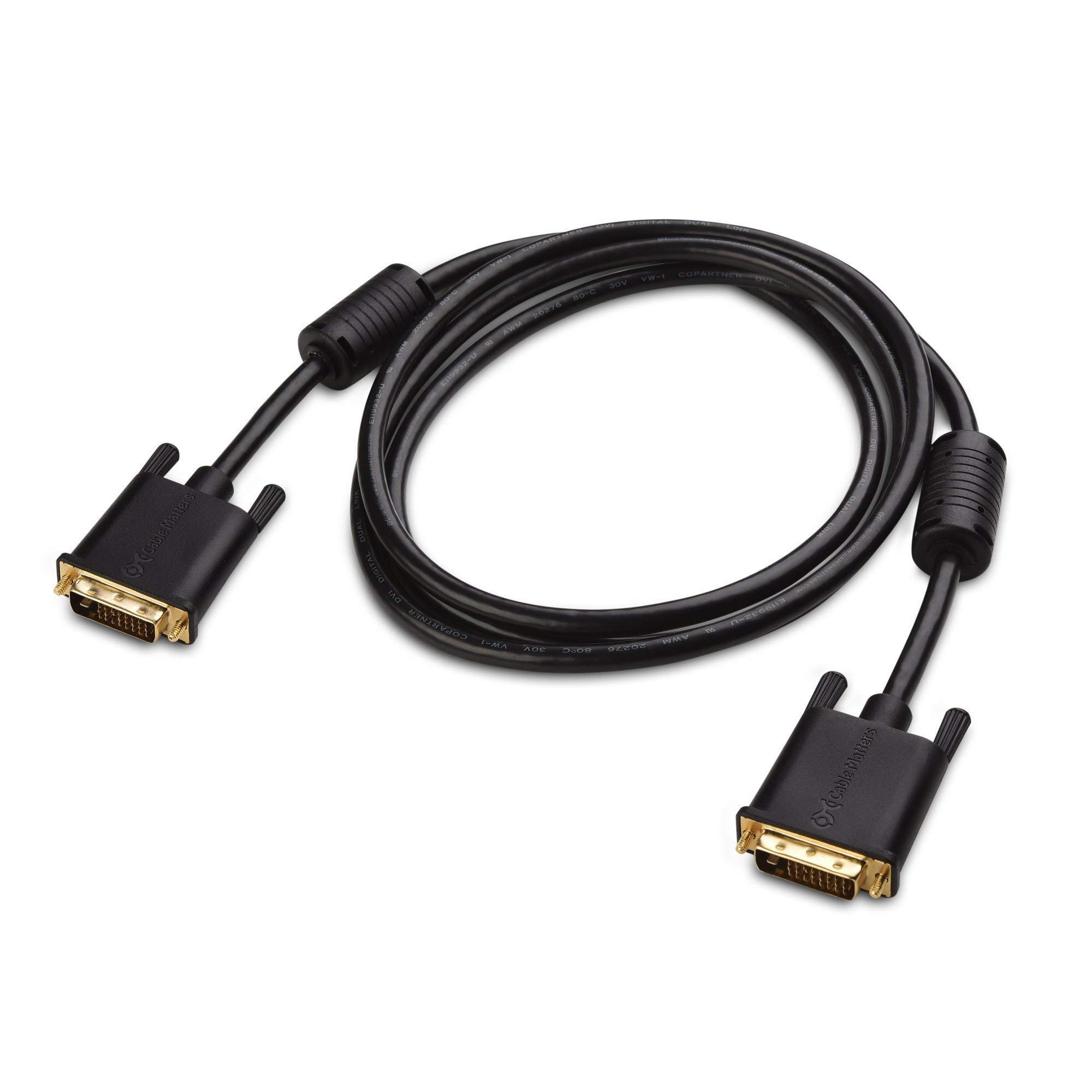 Cable Matters Cable Matters DVI to DVI Cable with Ferrites (DVI Dual Link Cable) 6 Feet & CL3-Rated Bi-Directional HDMI to DVI Cable (DVI to HDMI)