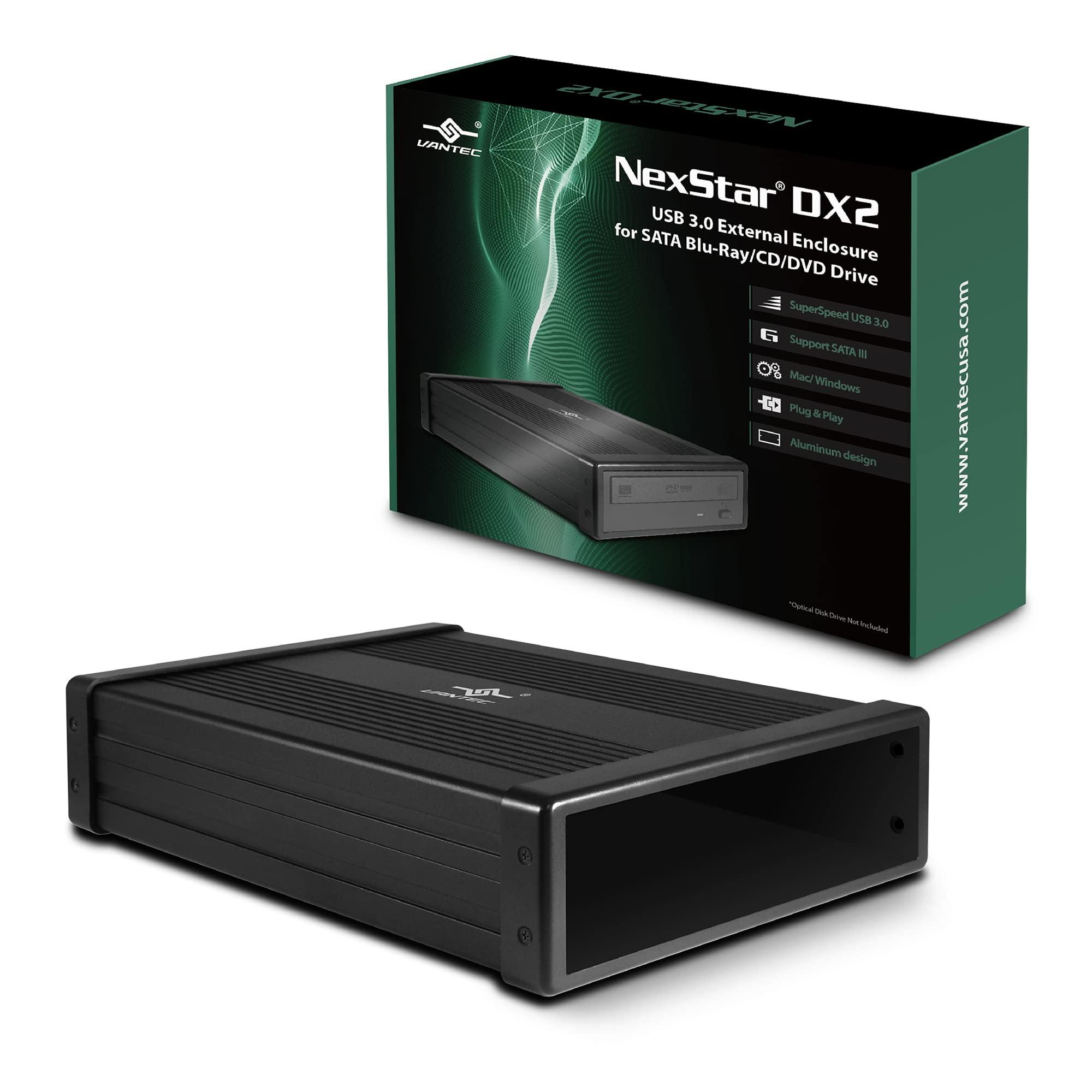 Vantec Vantec NexStar DX2 USB 3.0 External Enclosure Design for 5.25\" Blu-Ray/CD/DVD SATA Drive, Second Generation of DX, No Drivers Needed, Aluminum Alloy (NST-540S3-BK)