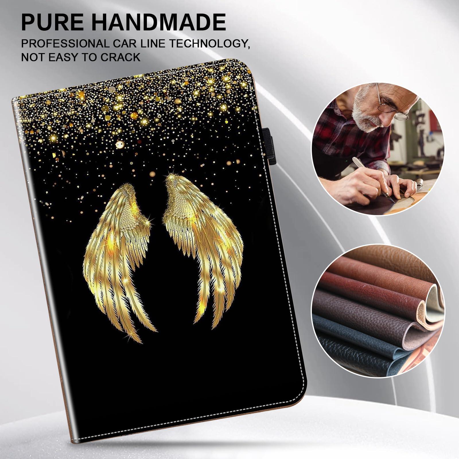 ALILANG ALILANG Case for Samsung Galaxy Tab A 9.7 inch (SM-T550 T555 SM-P550 P555) with Stylus, Shockproof Folding Stand Cover - Gold Wings