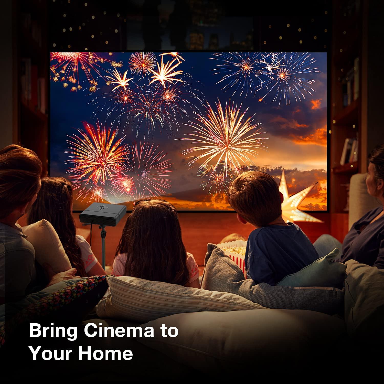 REXING REXING PK2 Smart Projector Full HD 350 ANSI Lumens,3D Video, Digital Zoom, 30-120 DLP Projector, Android, HDMI, USB, WiFi, Miracast, Youtube, Netflix, Included Swivel Stand, Home Entertainment