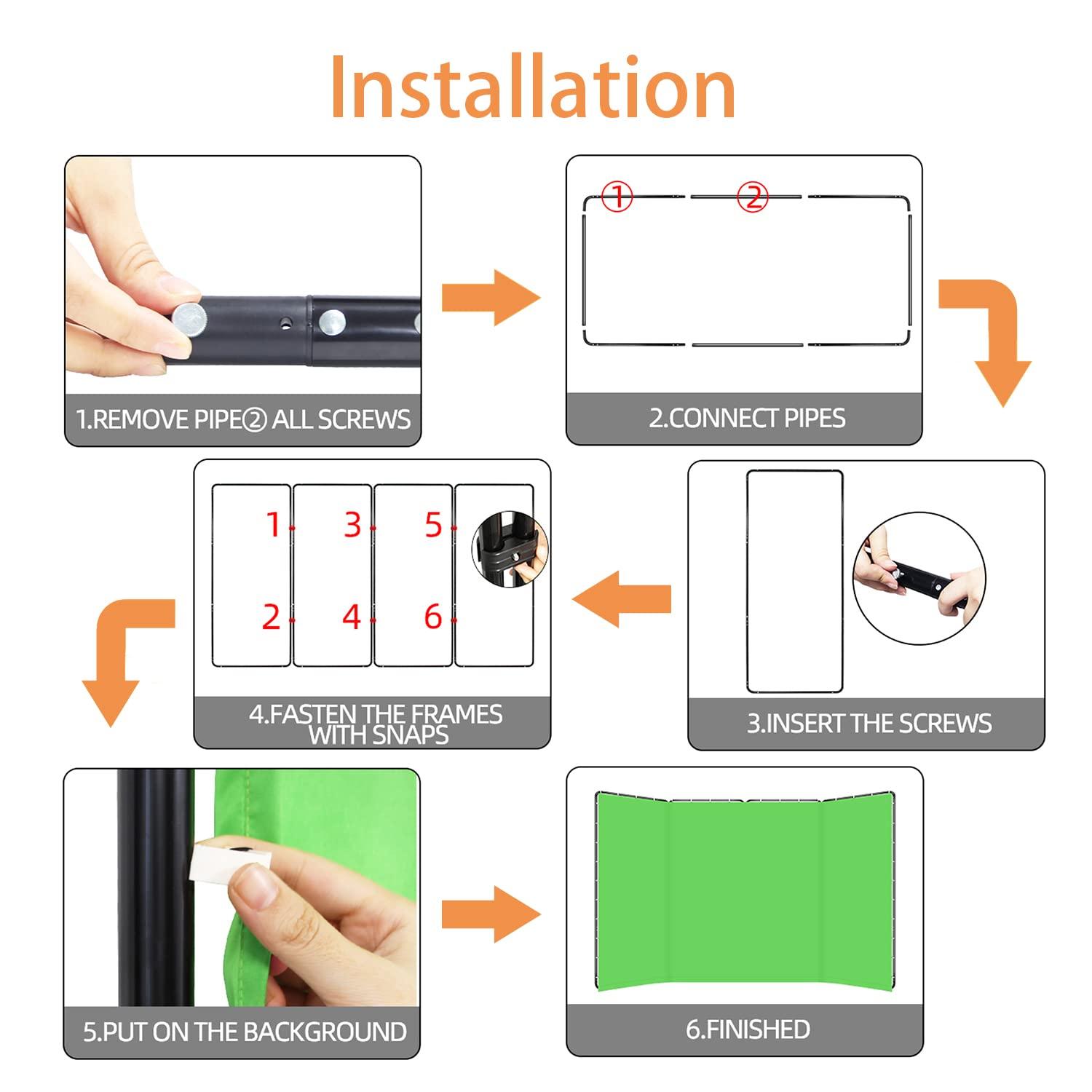 SHIRTAL Shirtal 7.87ft x 13.12ft Green Screen Backdrop with Stand, Large Green Collapsible Backdrop with Heavy Duty Backdrop Stand for Parties, Photography,Photo Studio Video Shooting, Live Streaming,Gaming