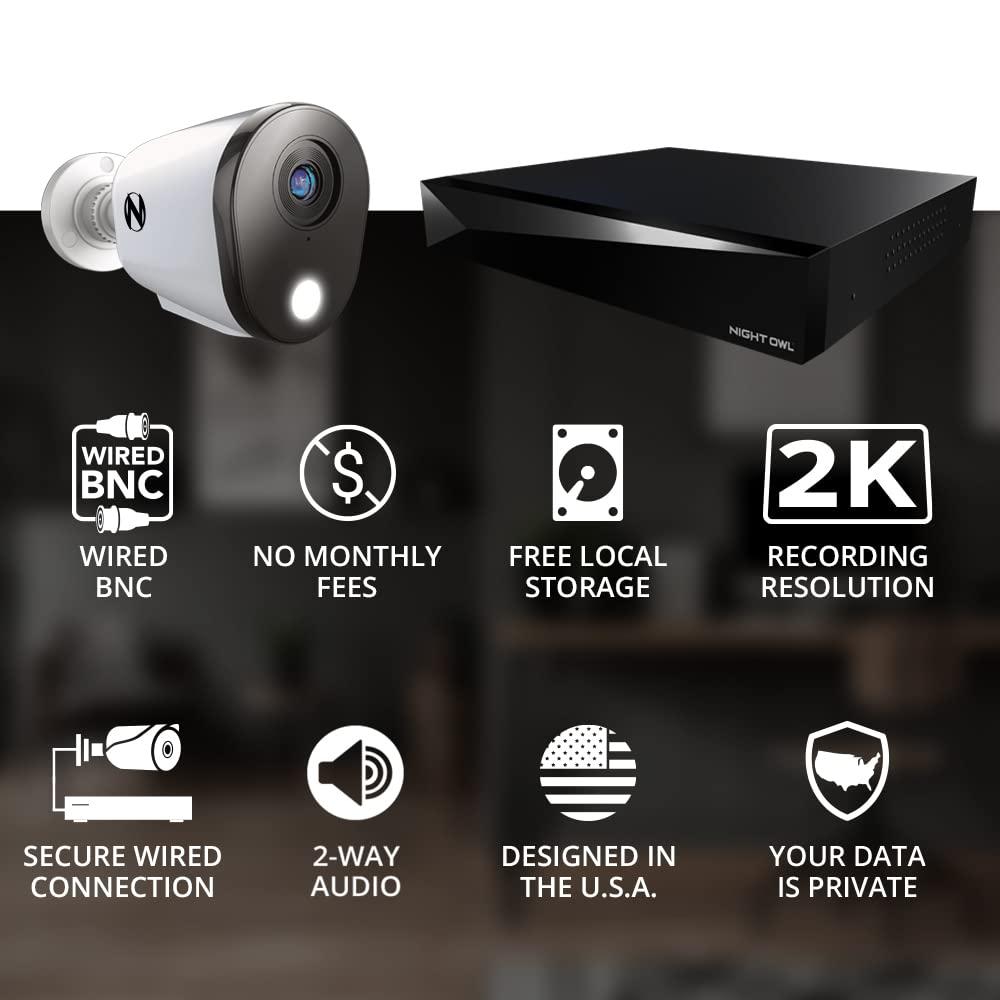 Night Owl Night Owl 2-Way Audio 12 Channel DVR Video Home Security Camera System with (8) Wired 2K HD Indoor/Outdoor Deterrence Cameras and 1TB Hard Drive (Add up to 4 Wi-Fi Cameras)