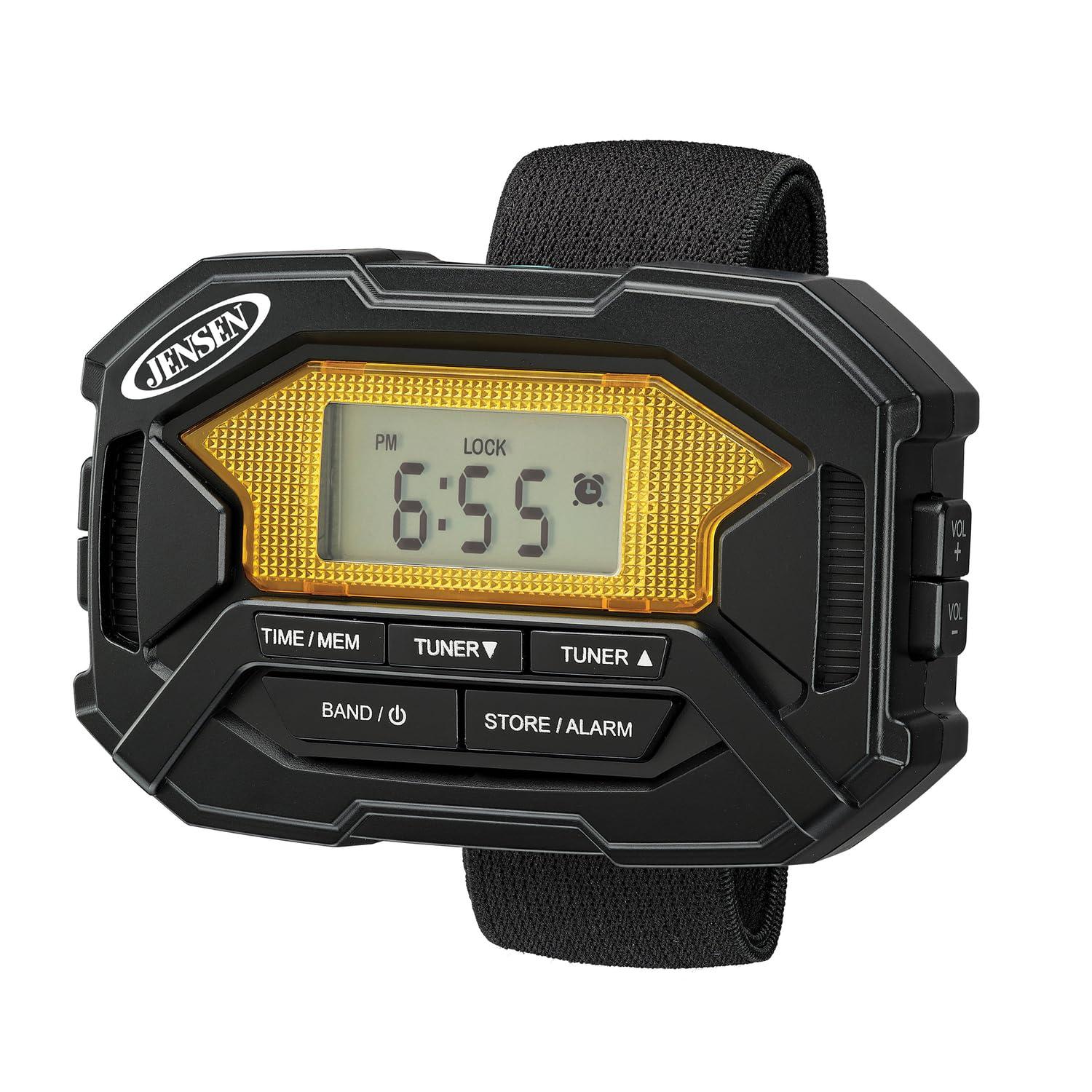 Jensen Jensen SAB-60 Armband Digital AM/FM Stereo Radio with Clock and Earbuds, Black, SAB-60