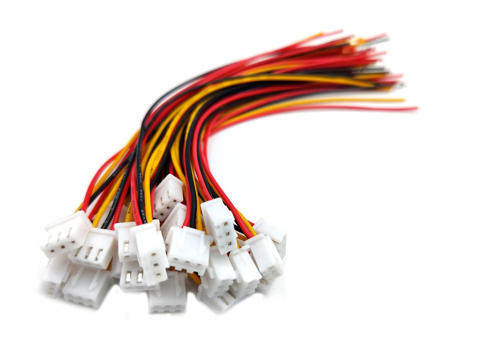 daier daier 20 Sets JST XH2.54 3Pin Wire Cable Plug Connector, XH 2.54mm Pitch 3Pins Male Female 15cm Wire Length 26AWG