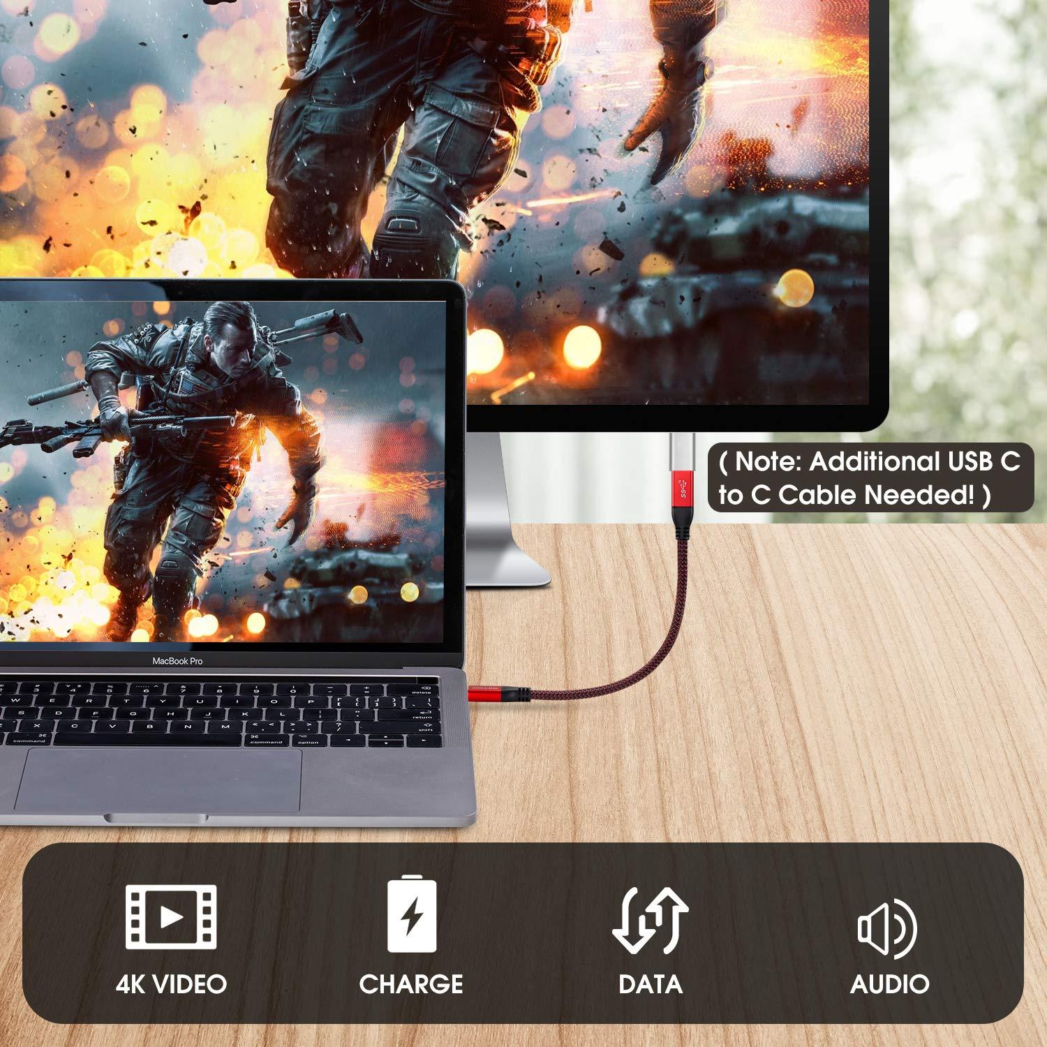 RIITOP RIITOP USB C Extension Cable Short, USB-C Male to Female Extender Braided Cord for Nintendo Switch, MacBook Pro 7.8inch (Thunderbolt 3 Compatible)