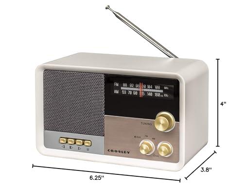 Crosley Crosley CR3036D-WS Tribute Vintage AM/FM Bluetooth Radio, White Sand