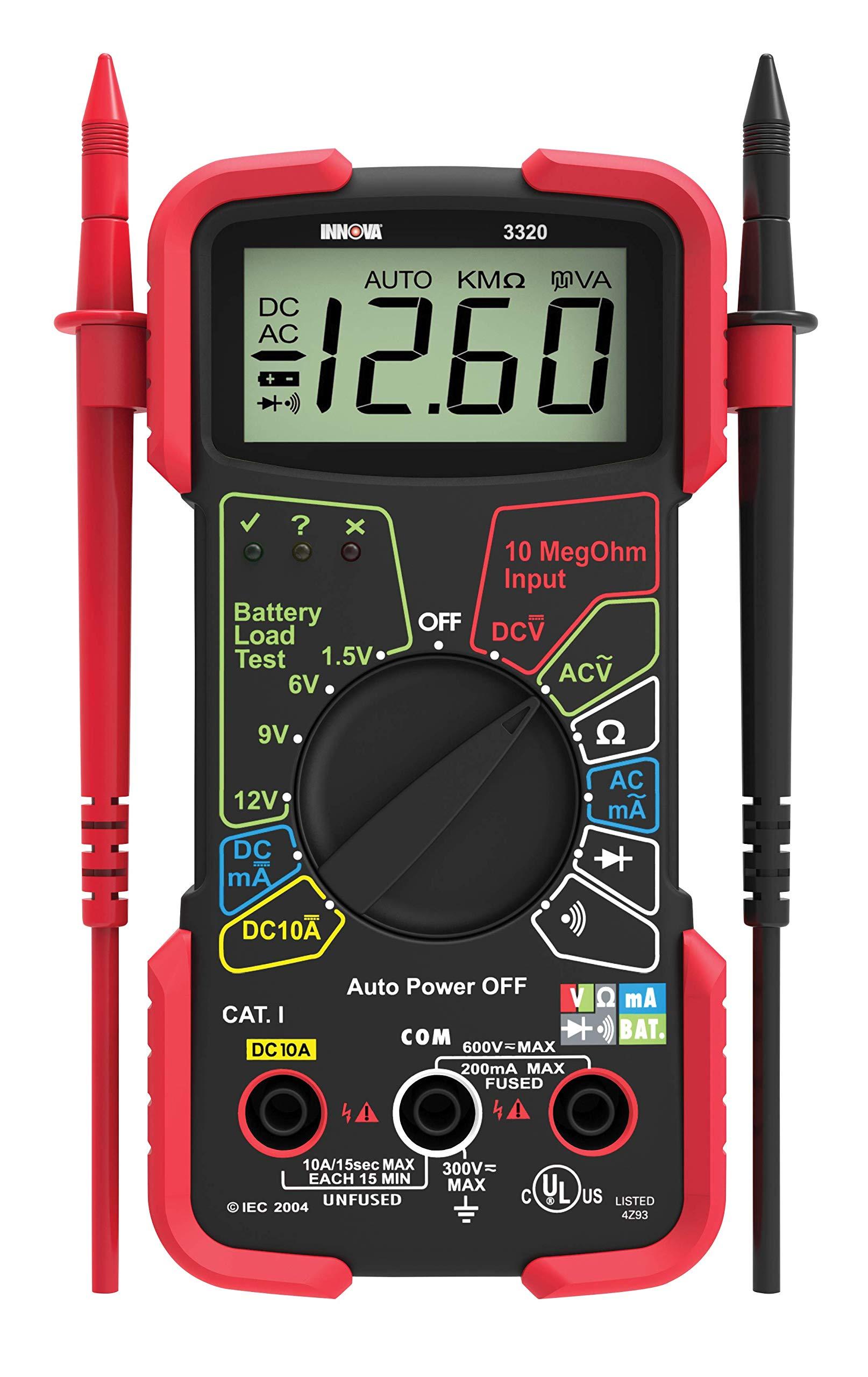 Innova INNOVA 3320 Auto-Ranging Digital Multimeter, Red & Black