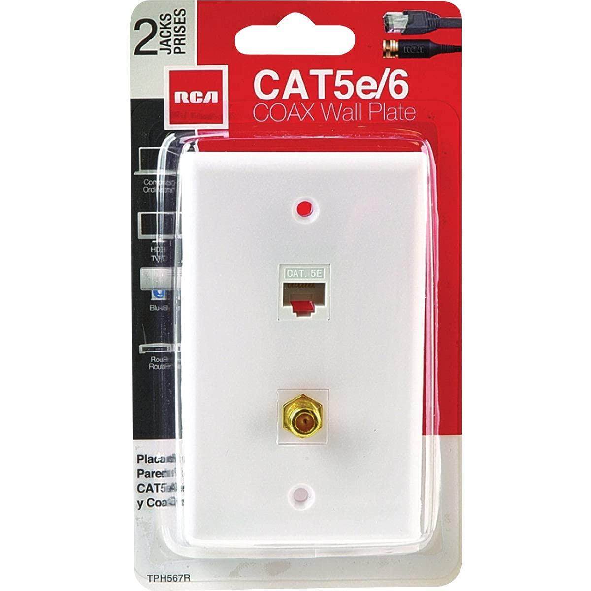 RCA Audiovox TPH567R Coax Wall Plate, Cat5/6 - Quantity 1