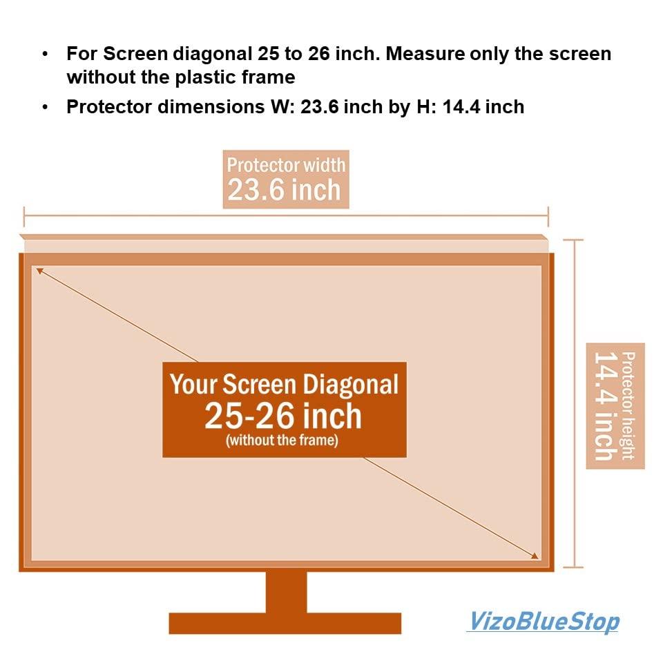VizoBlueStop VizoBlueStop 25-26 inch Anti-Blue Light Filter for Computer Monitor. Blue Light Monitor Screen Protector Panel (23.6 x 14.4 inch). Blocks Blue Light 380 to 495 nm. Fits LCD, TV and PC, Mac Monitors